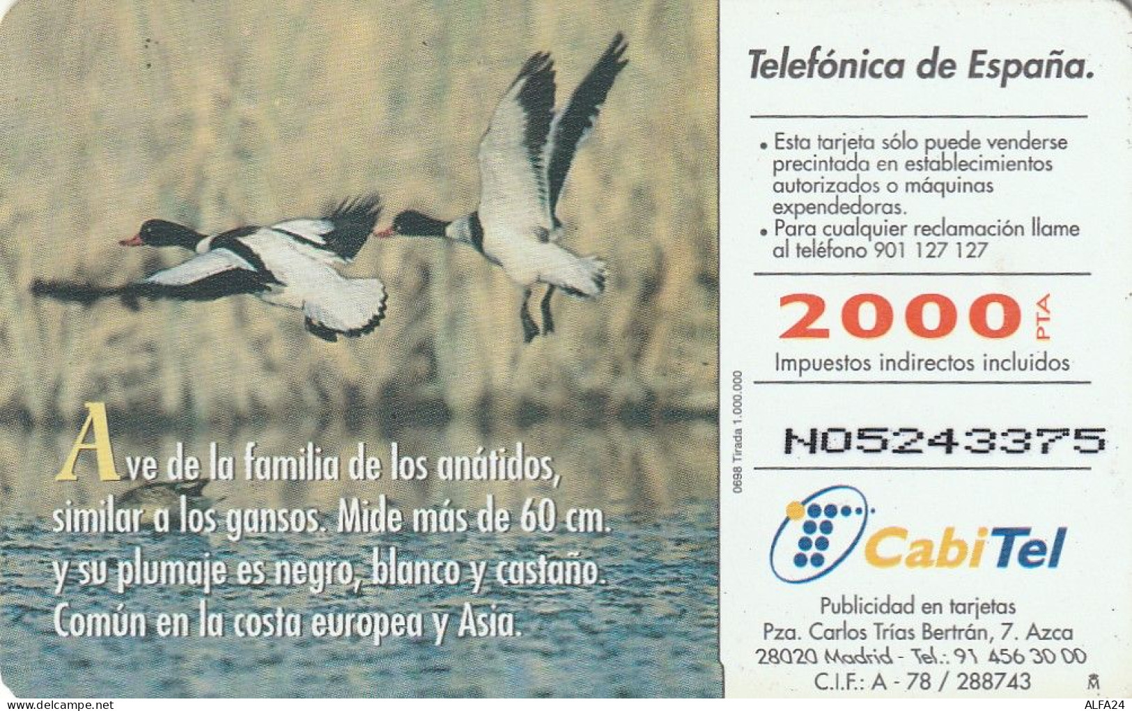 PHONE CARD SPAGNA FAUNA IBERICA  (CV6916 - Emisiones Básicas