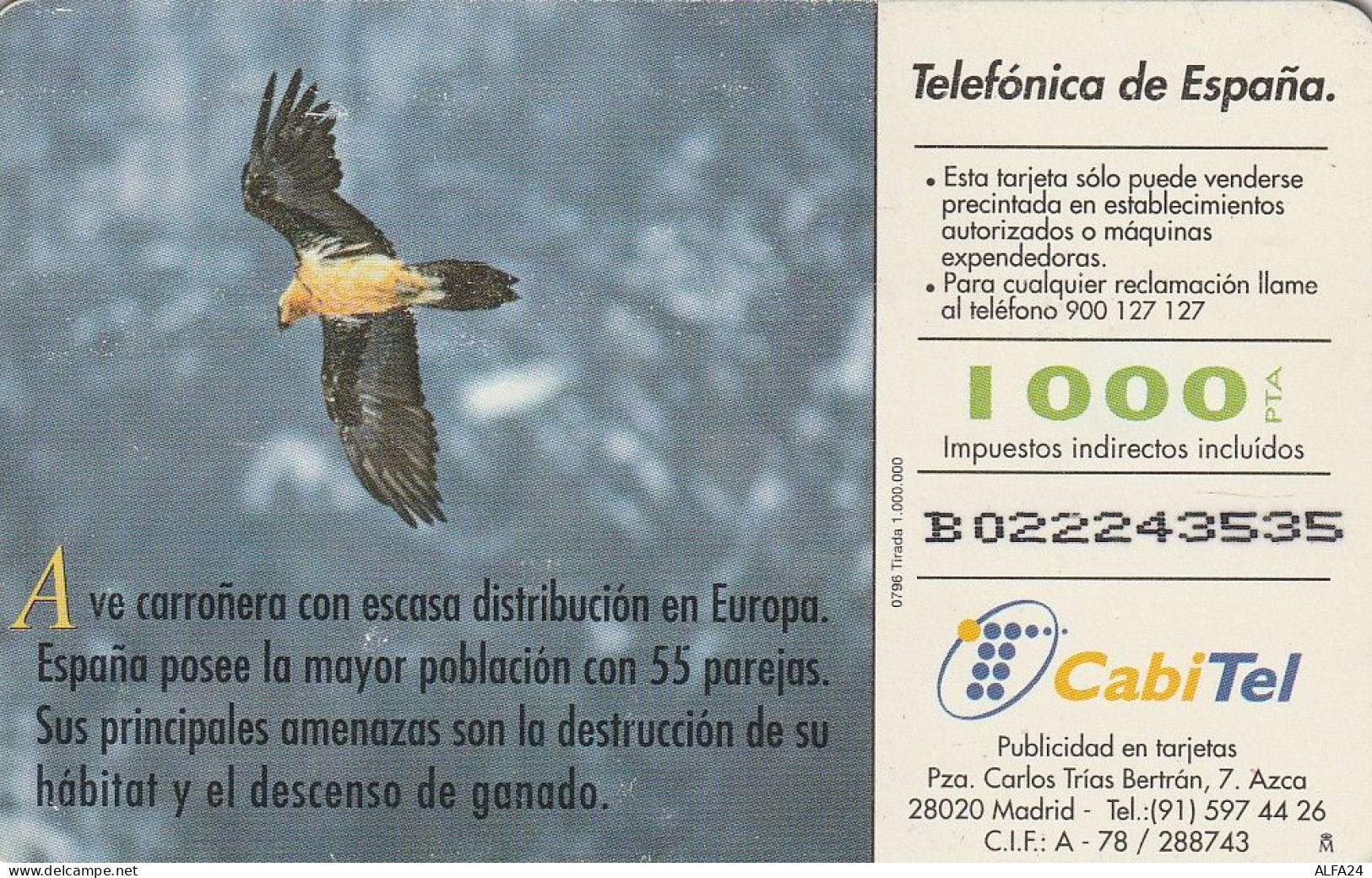 PHONE CARD SPAGNA FAUNA IBERICA  (CV6907 - Emisiones Básicas