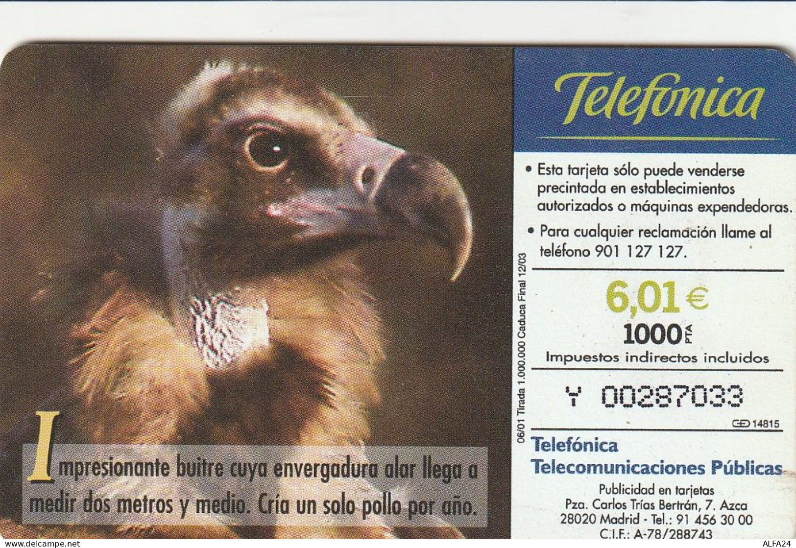 PHONE CARD SPAGNA FAUNA IBERICA  (CV6902 - Emissions Basiques