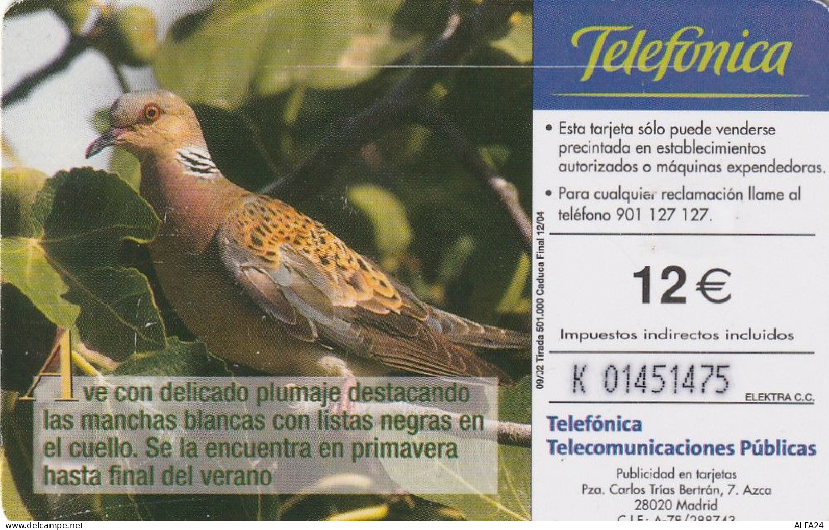 PHONE CARD SPAGNA FAUNA IBERICA  (CV6904 - Emisiones Básicas