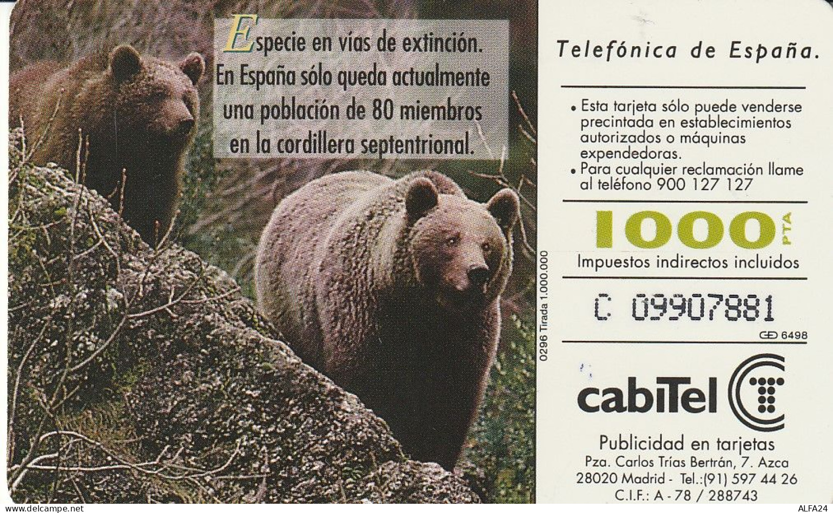 PHONE CARD SPAGNA FAUNA IBERICA  (CV6894 - Emisiones Básicas