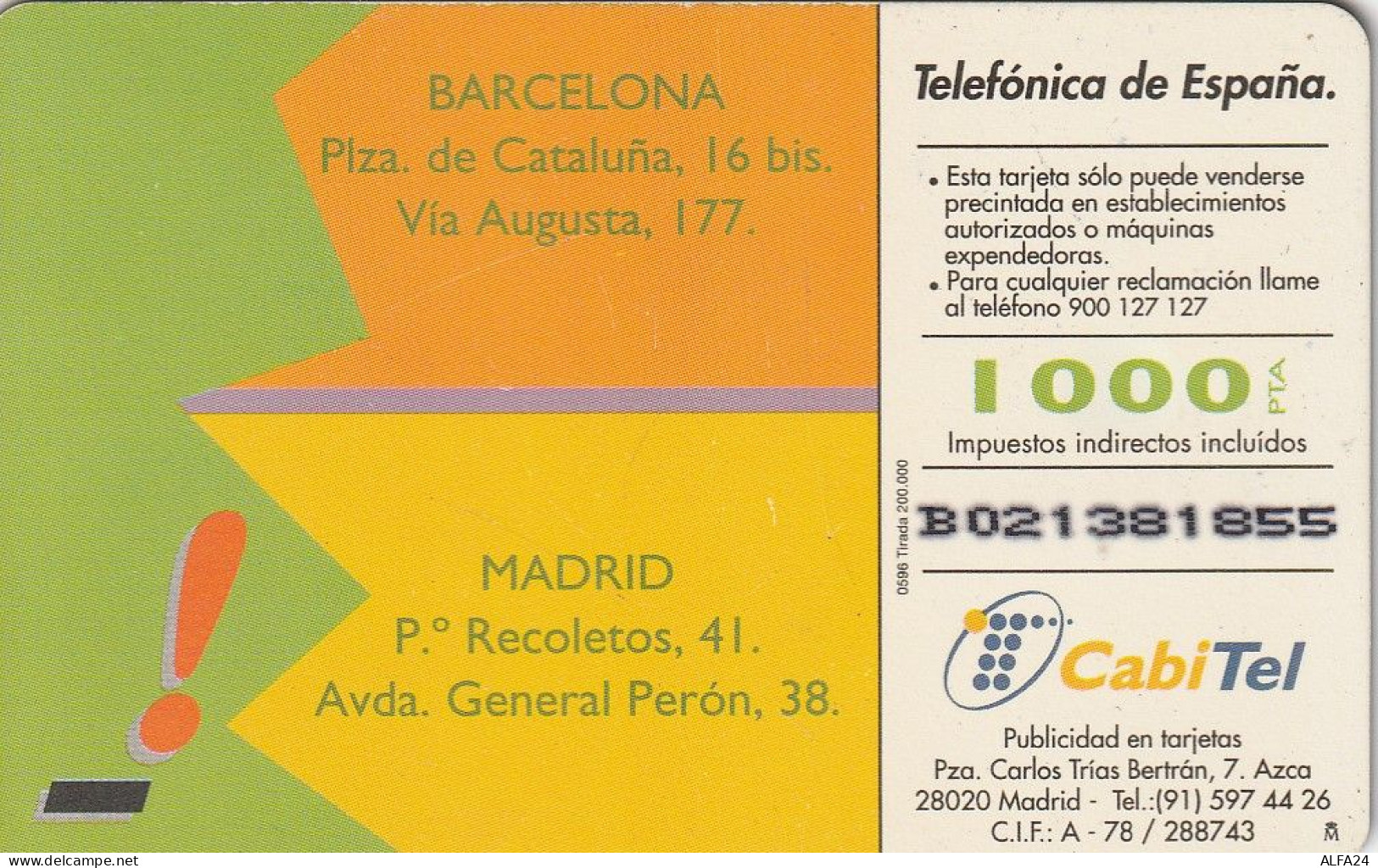 PHONE CARD SPAGNA  (CV6805 - Emissions Basiques