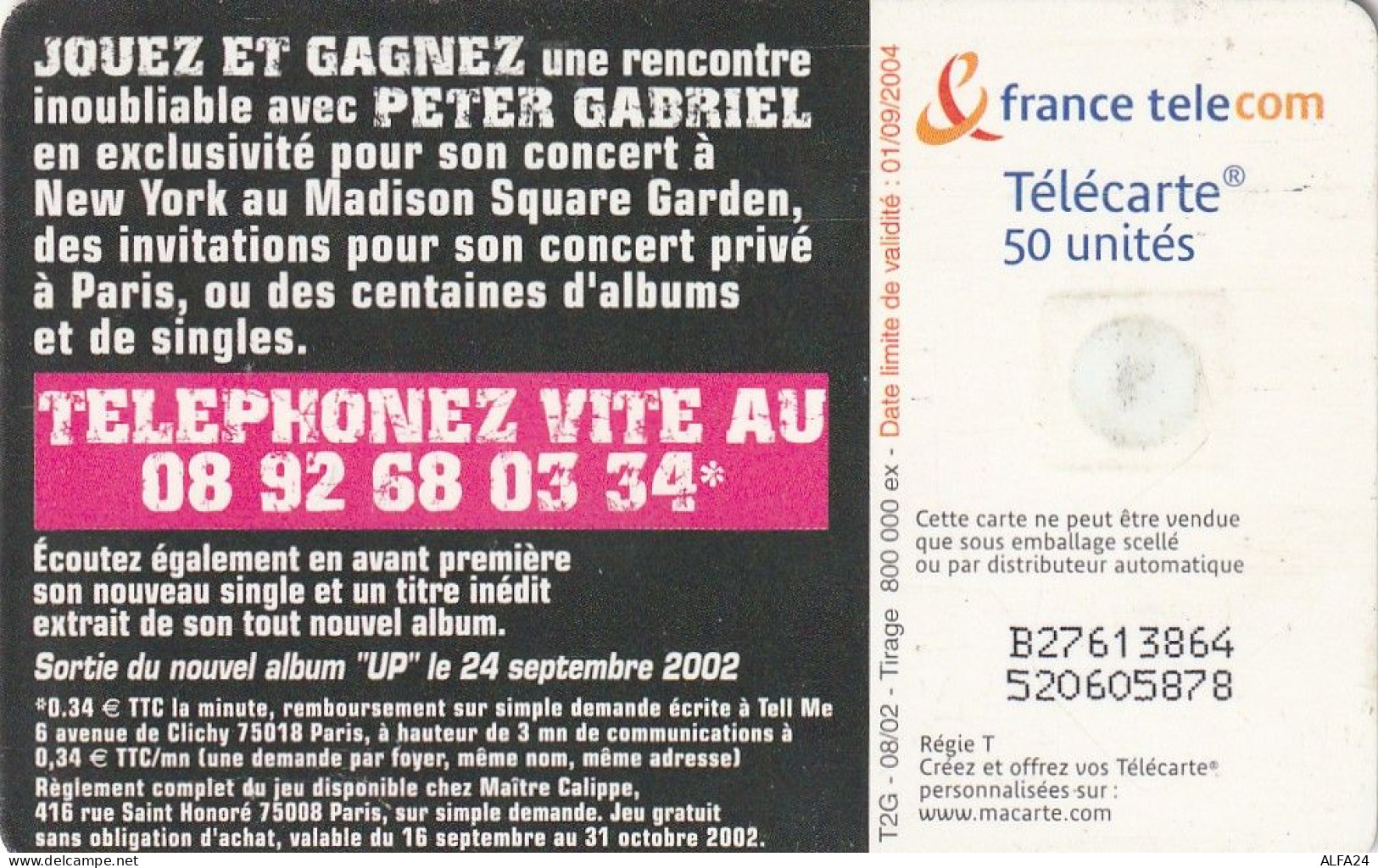 PHONE CARD FRANCIA 2002 (CV6758 - 2002