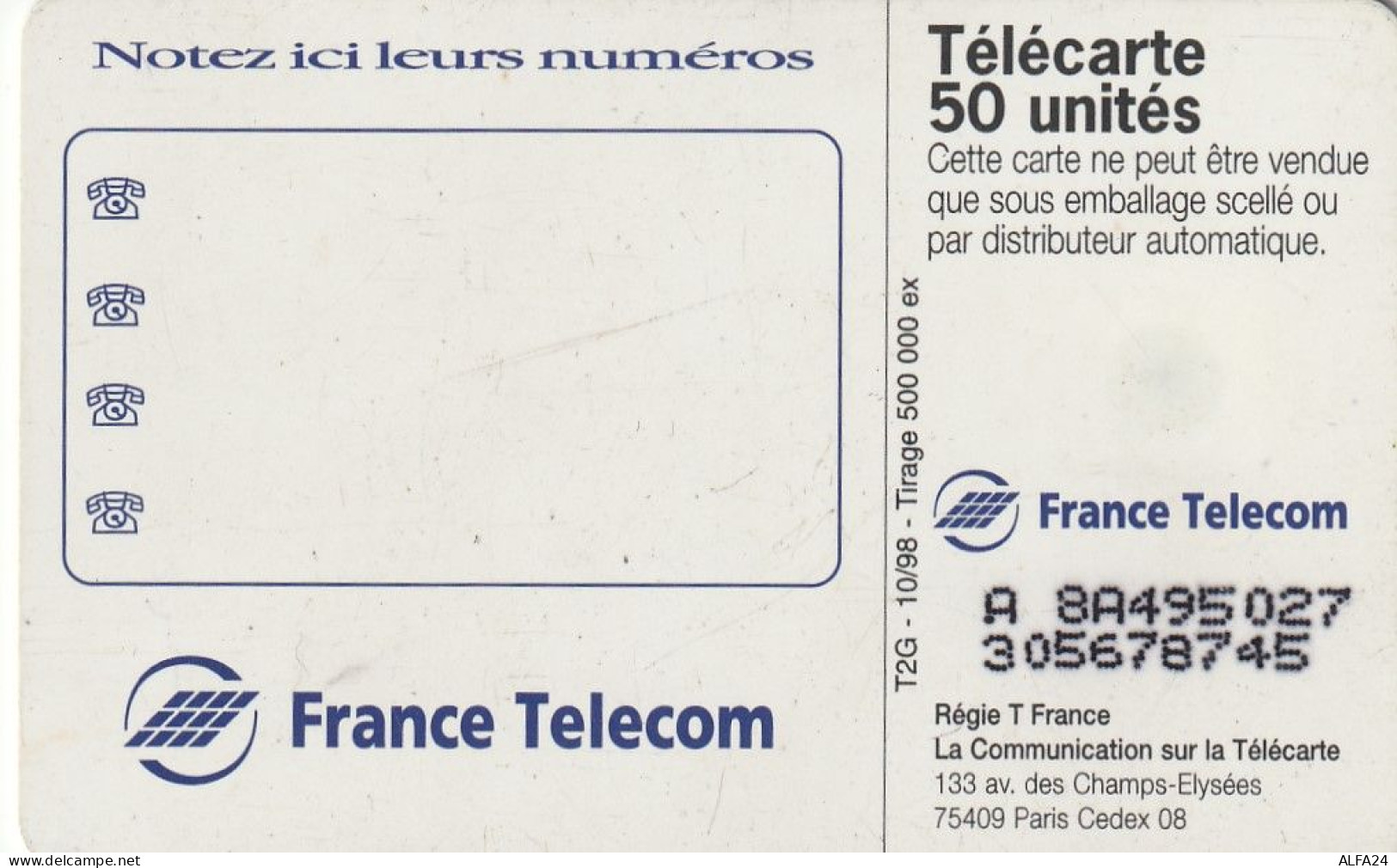 PHONE CARD FRANCIA 1998 (CV6728 - 1998