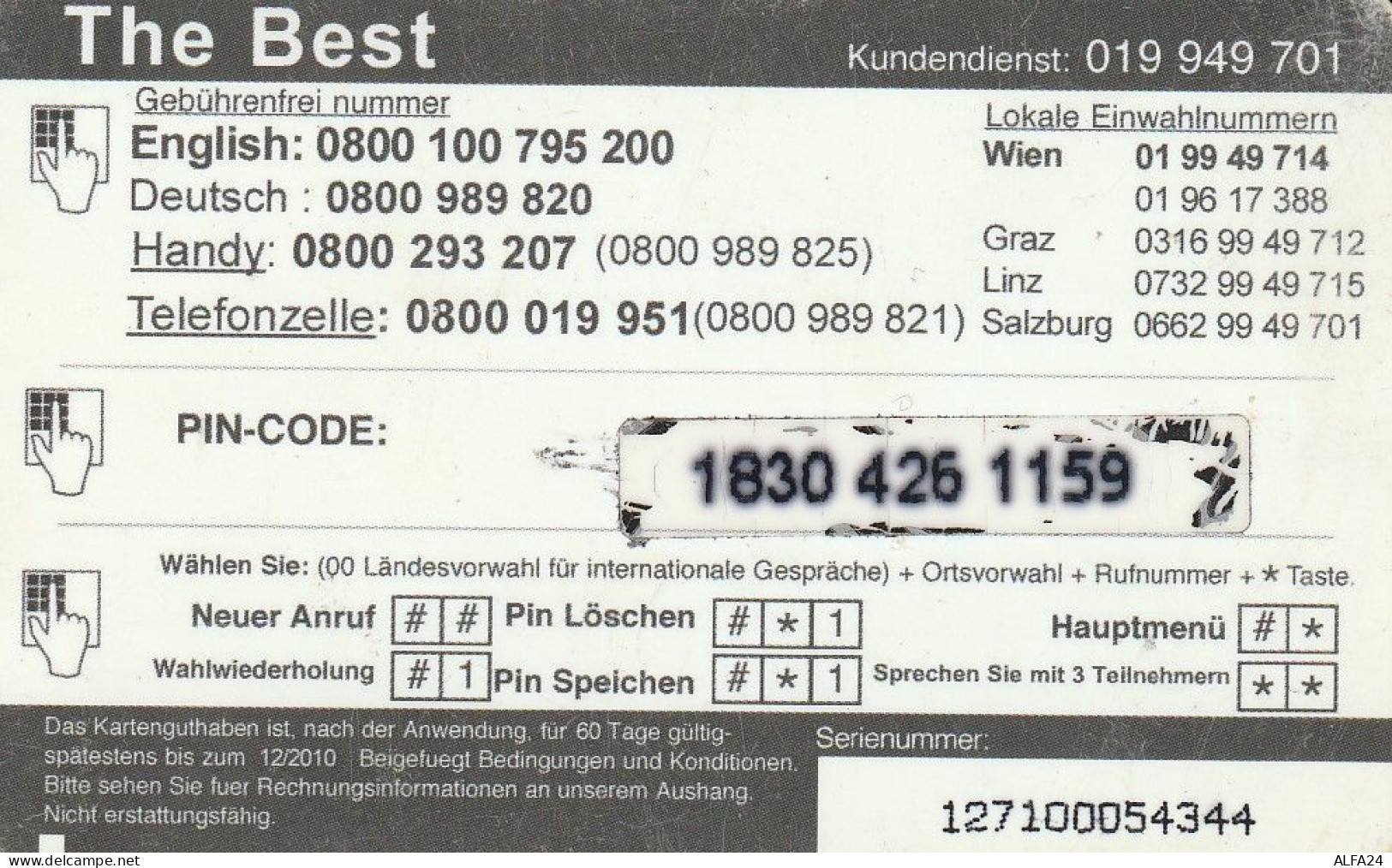 PREPAID PHONE CARD AUSTRIA  (CV3785 - Austria