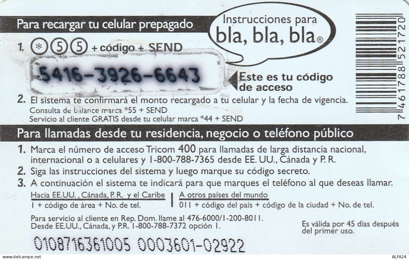 PREPAID PHONE CARD REPUBBLICA DOMINICANA  (CV3774 - Dominik. Republik