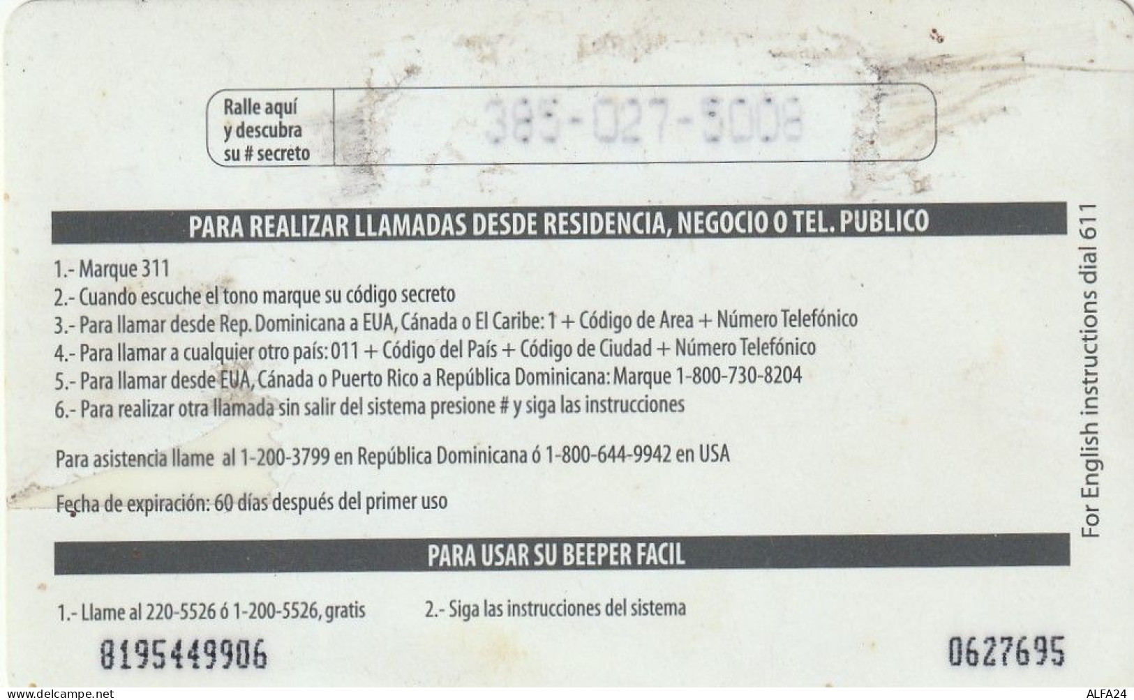 PREPAID PHONE CARD REPUBBLICA DOMINICANA  (CV3772 - Dominicaanse Republiek