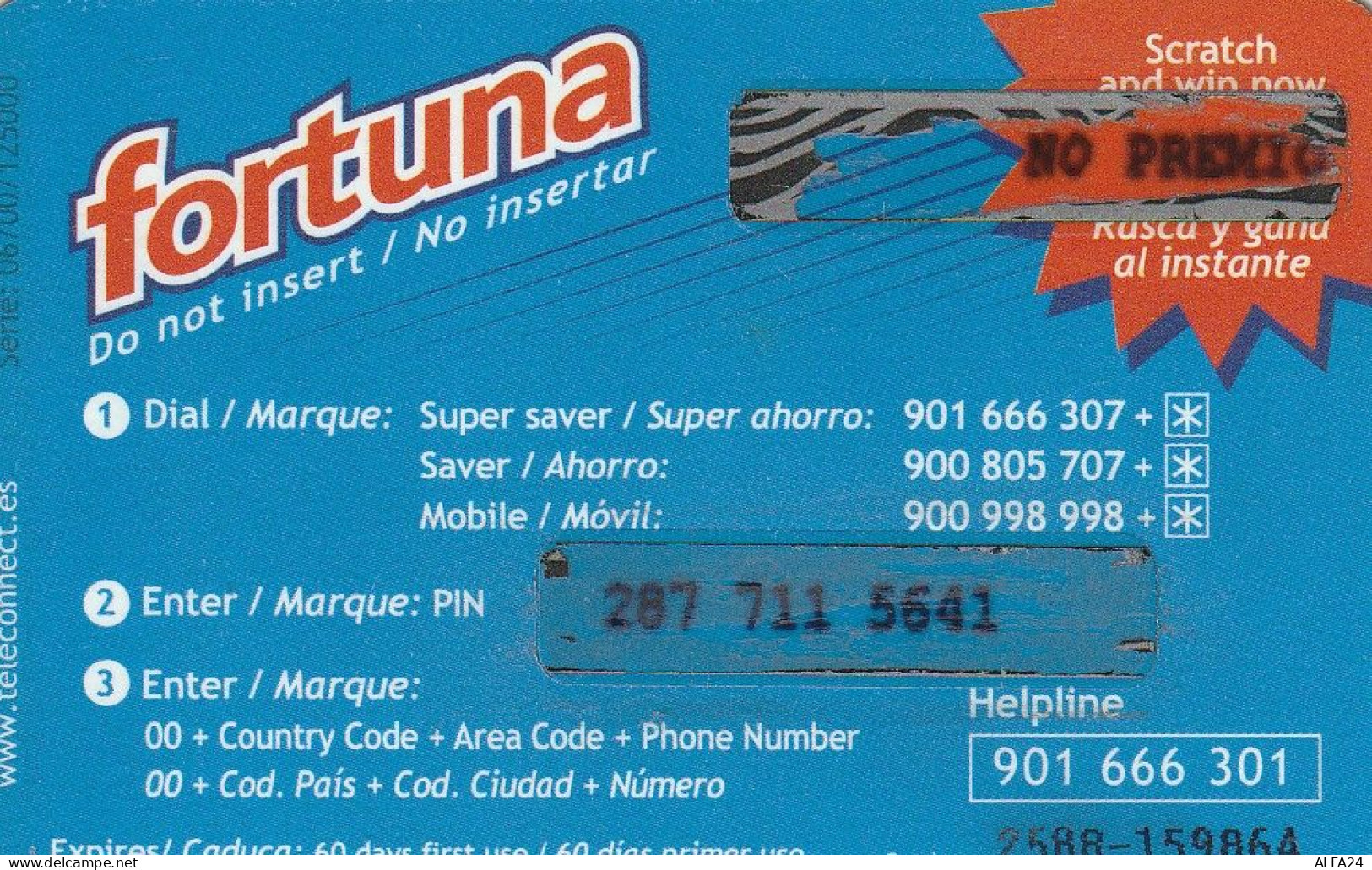 PREPAID PHONE CARD SPAGNA  (CV3695 - Autres & Non Classés