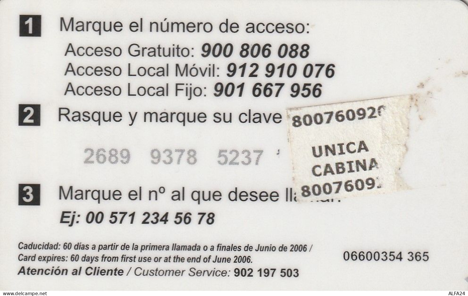 PREPAID PHONE CARD SPAGNA  (CV3683 - Autres & Non Classés