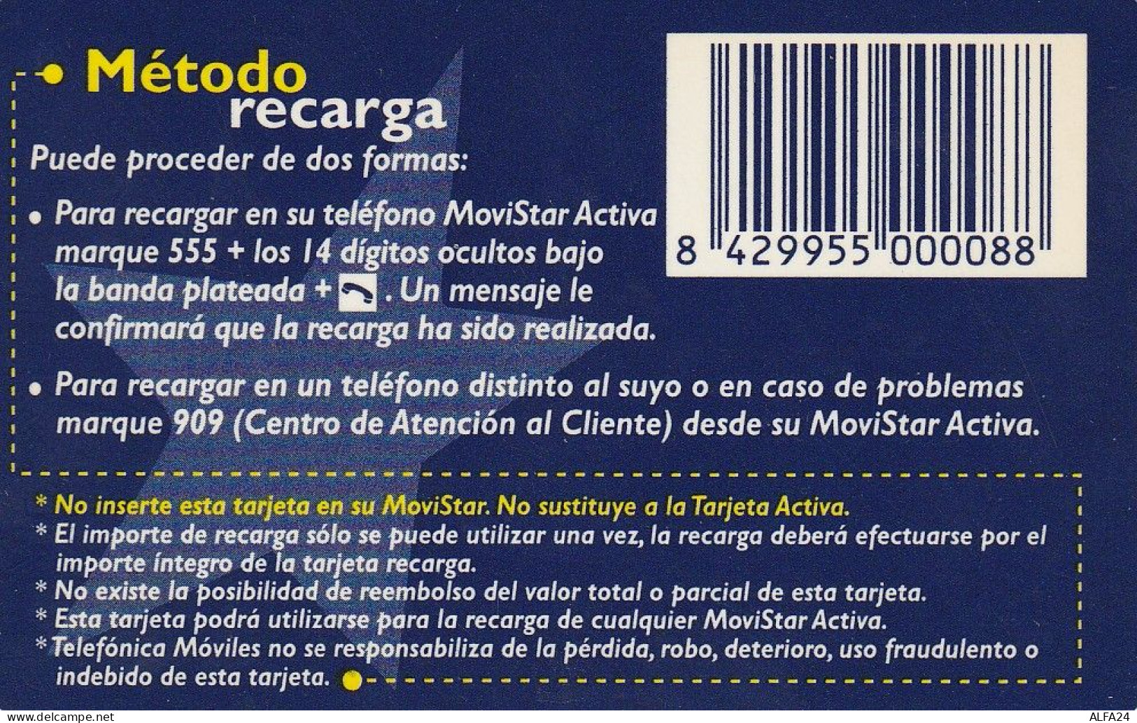PREPAID PHONE CARD SPAGNA  (CV3682 - Other & Unclassified
