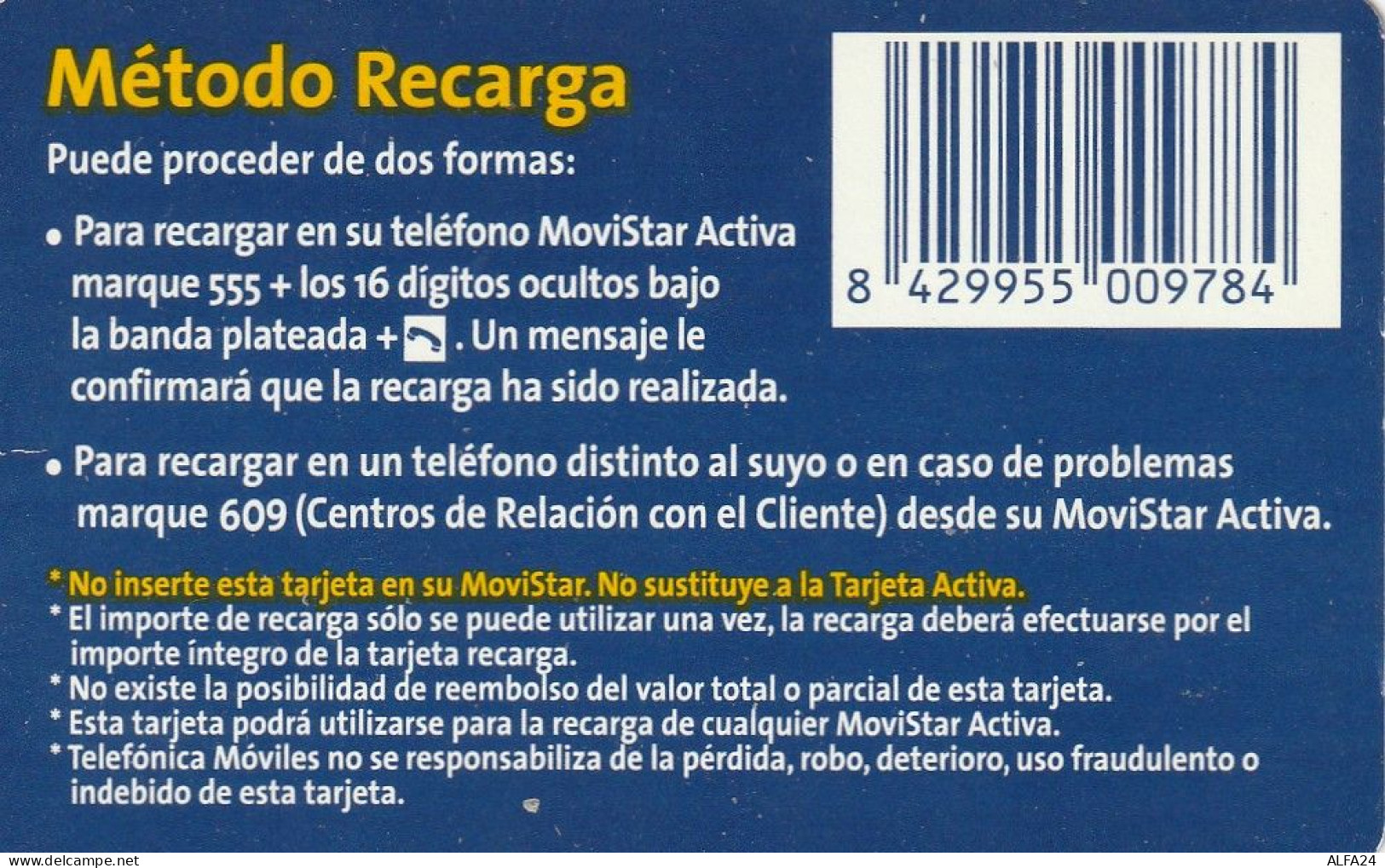 PREPAID PHONE CARD SPAGNA  (CV3678 - Other & Unclassified