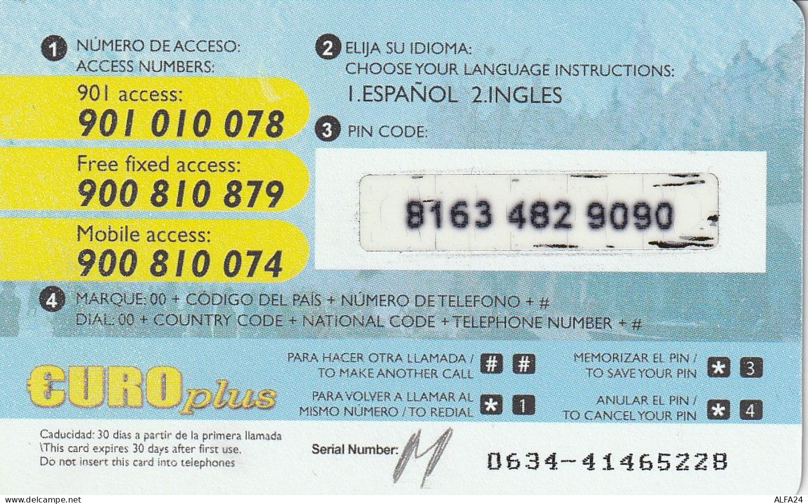 PREPAID PHONE CARD SPAGNA  (CV3673 - Otros & Sin Clasificación