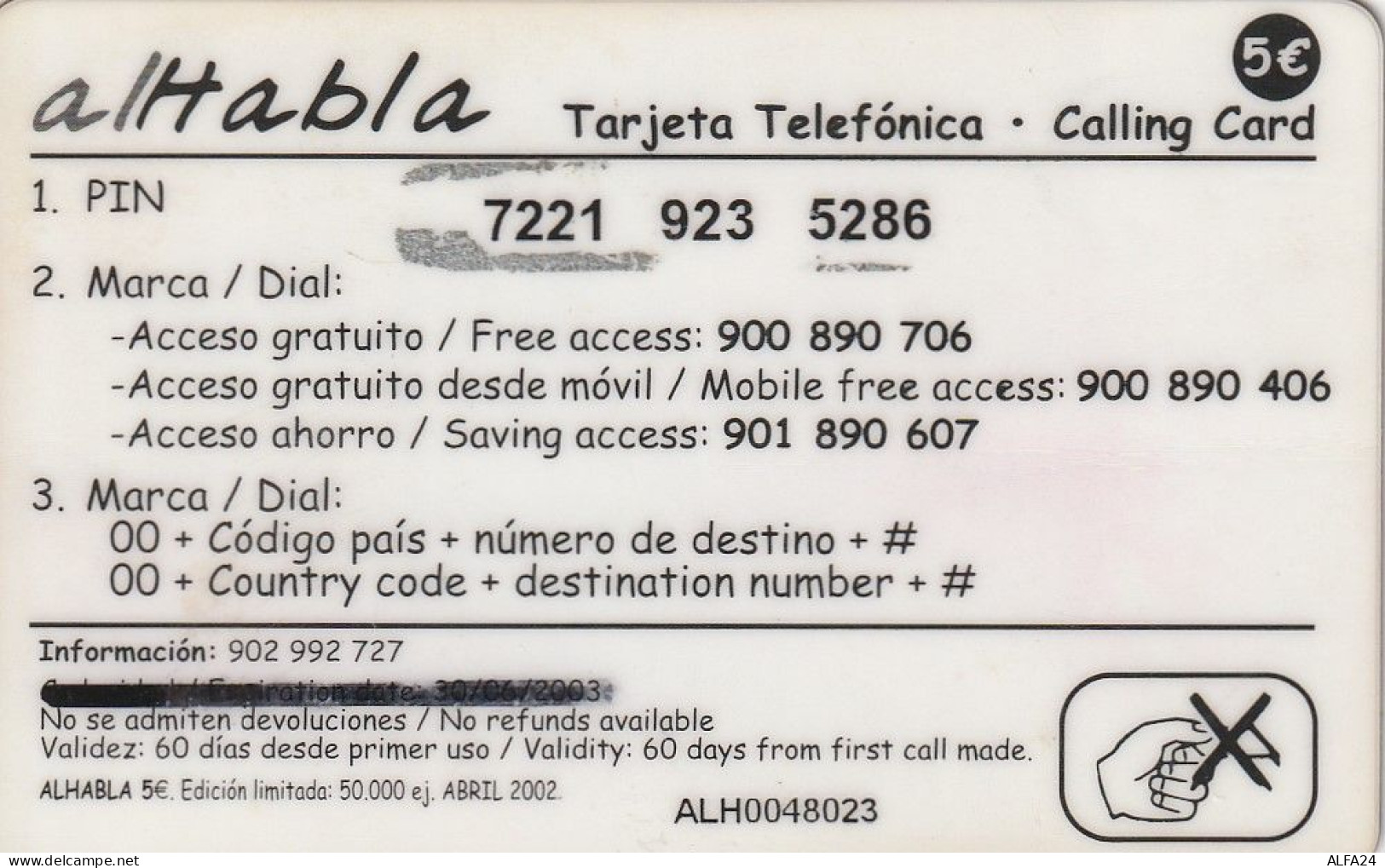 PREPAID PHONE CARD SPAGNA  (CV3653 - Other & Unclassified