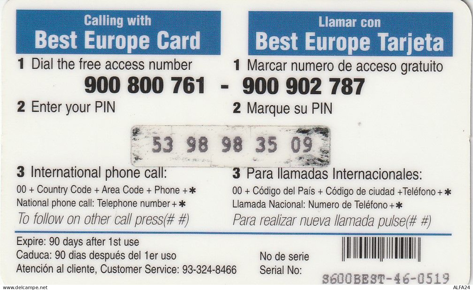 PREPAID PHONE CARD SPAGNA  (CV3658 - Otros & Sin Clasificación