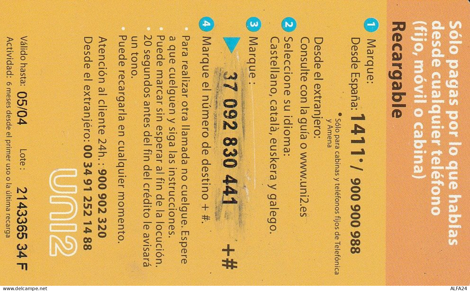 PREPAID PHONE CARD SPAGNA  (CV3649 - Andere & Zonder Classificatie