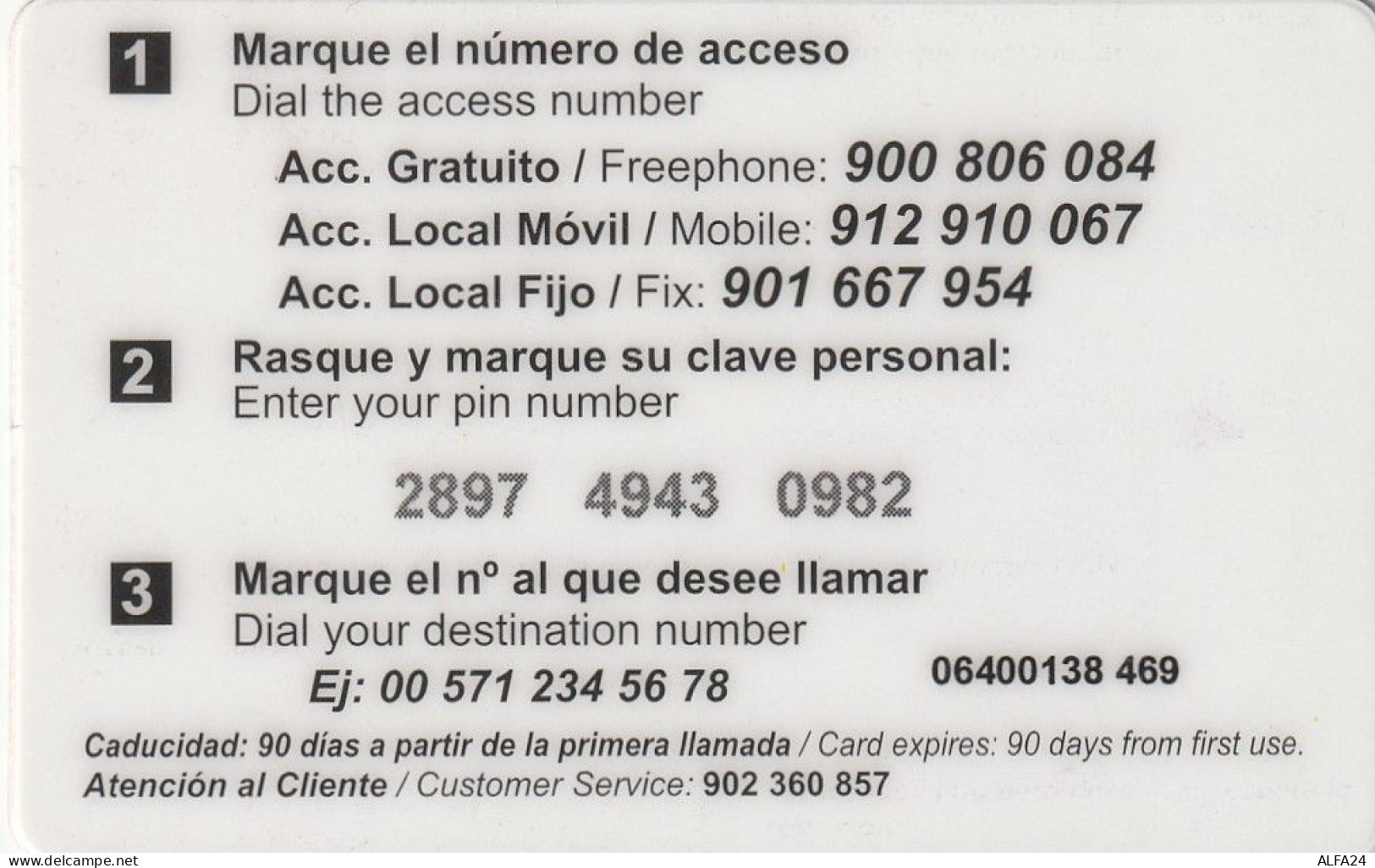 PREPAID PHONE CARD SPAGNA  (CV3622 - Otros & Sin Clasificación