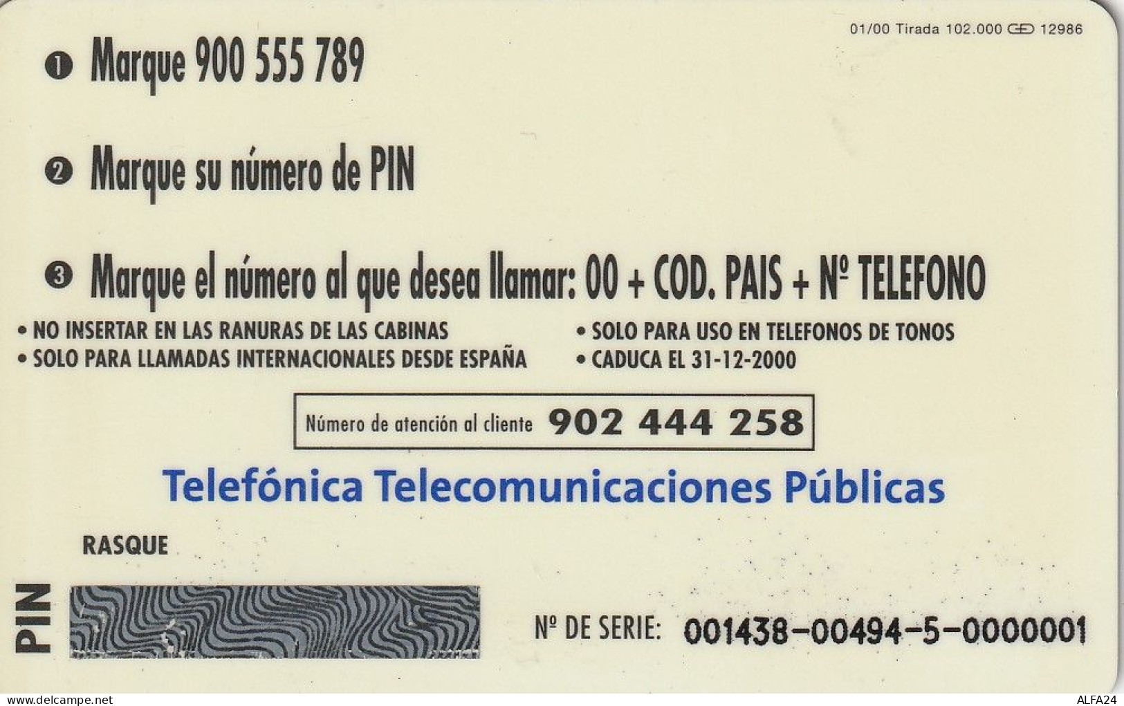 PREPAID PHONE CARD SPAGNA  (CV3613 - Andere & Zonder Classificatie