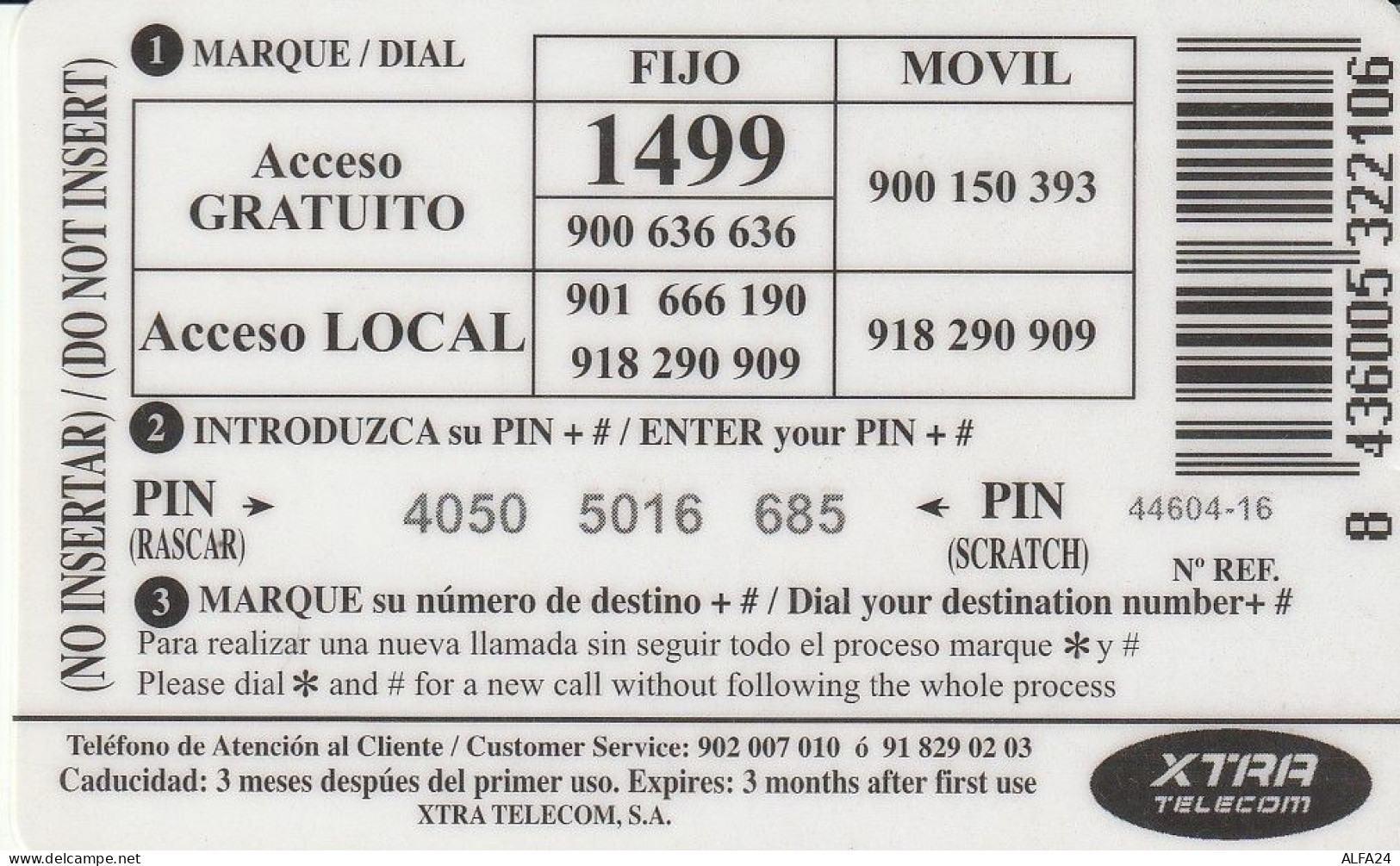 PREPAID PHONE CARD SPAGNA  (CV3610 - Autres & Non Classés