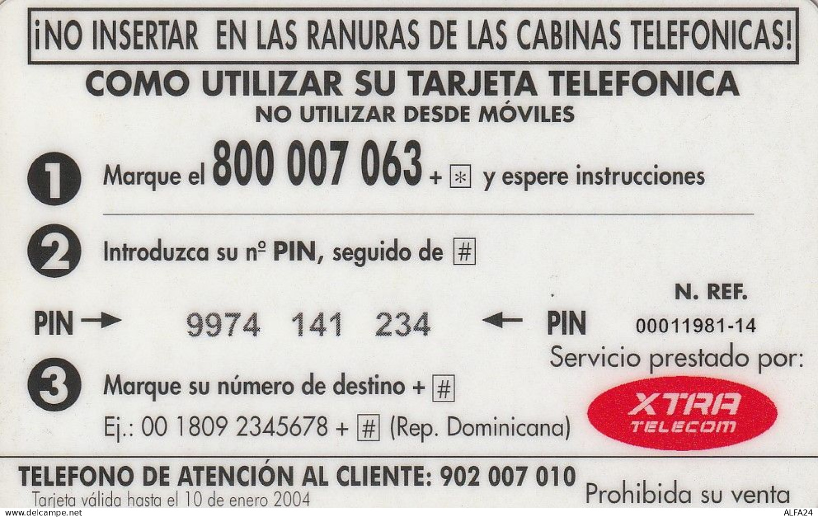 PREPAID PHONE CARD SPAGNA  (CV3595 - Autres & Non Classés