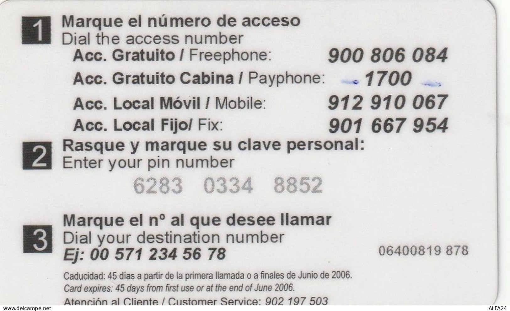 PREPAID PHONE CARD SPAGNA  (CV3582 - Andere & Zonder Classificatie