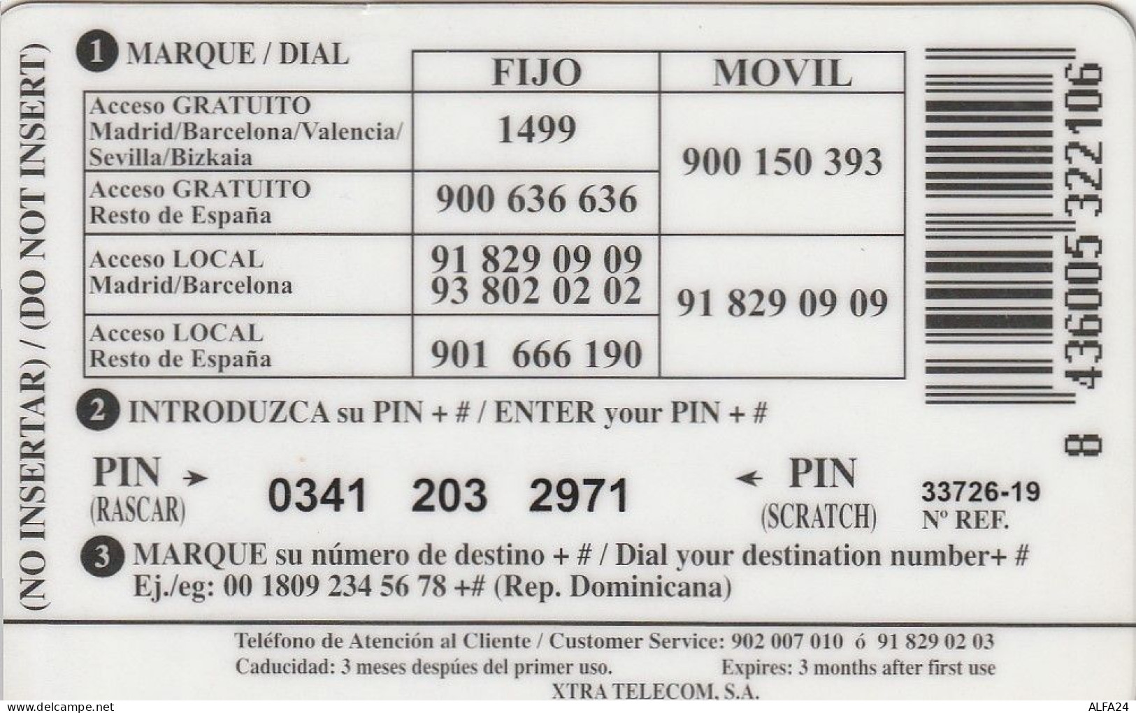 PREPAID PHONE CARD SPAGNA  (CV3579 - Otros & Sin Clasificación