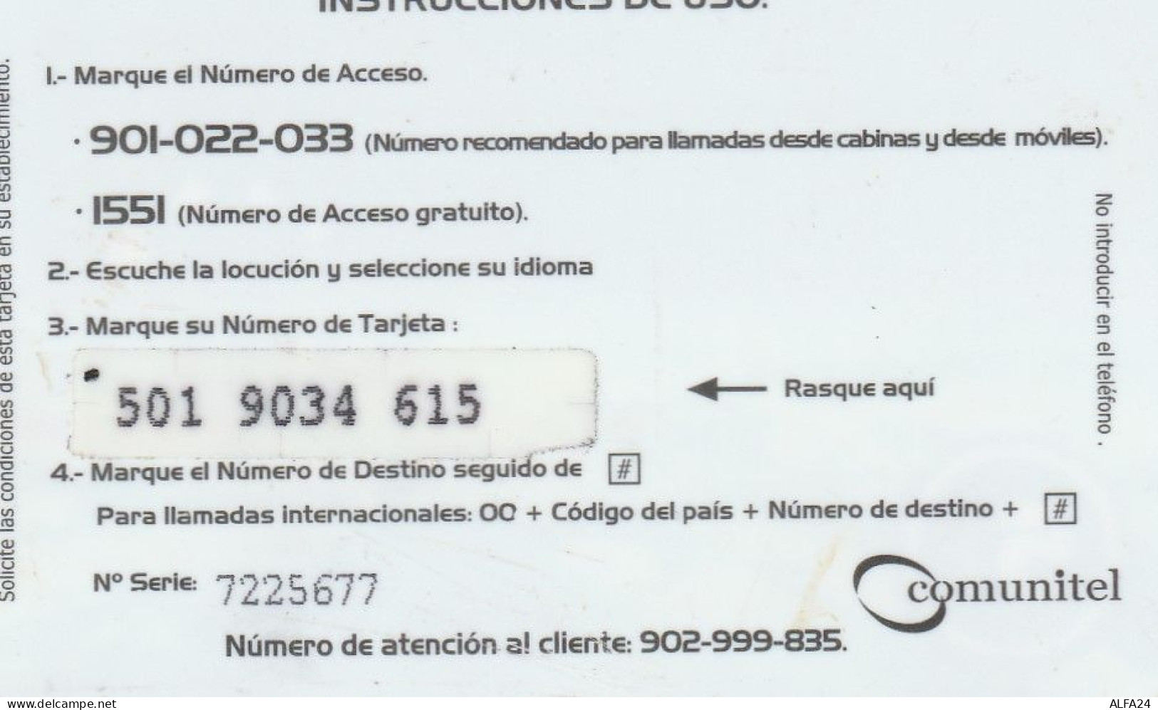 PREPAID PHONE CARD SPAGNA  (CV3577 - Autres & Non Classés