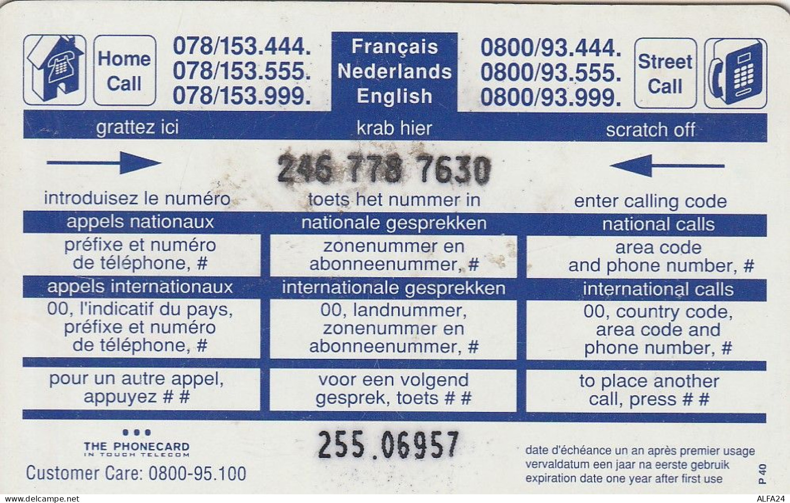 PREPAID PHONE CARD BELGIO (CV3511 - GSM-Kaarten, Herlaadbaar & Voorafbetaald
