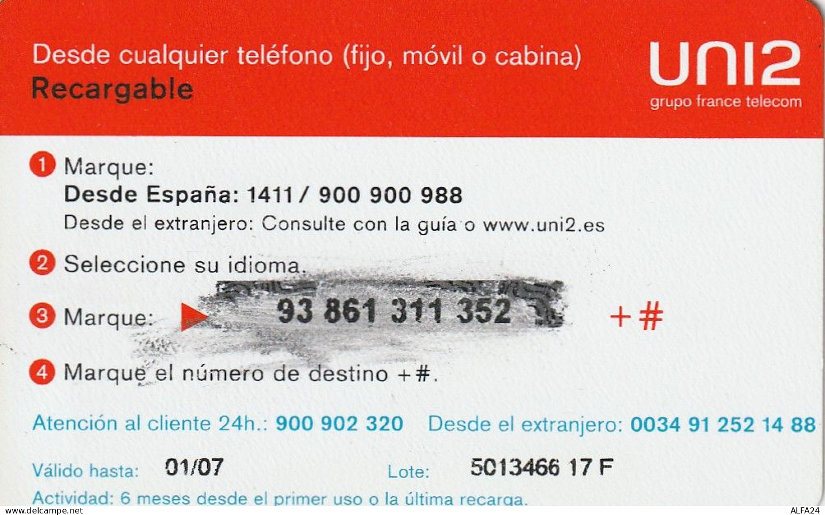 PREPAID PHONE CARD SPAGNA  (CV3445 - Sonstige & Ohne Zuordnung