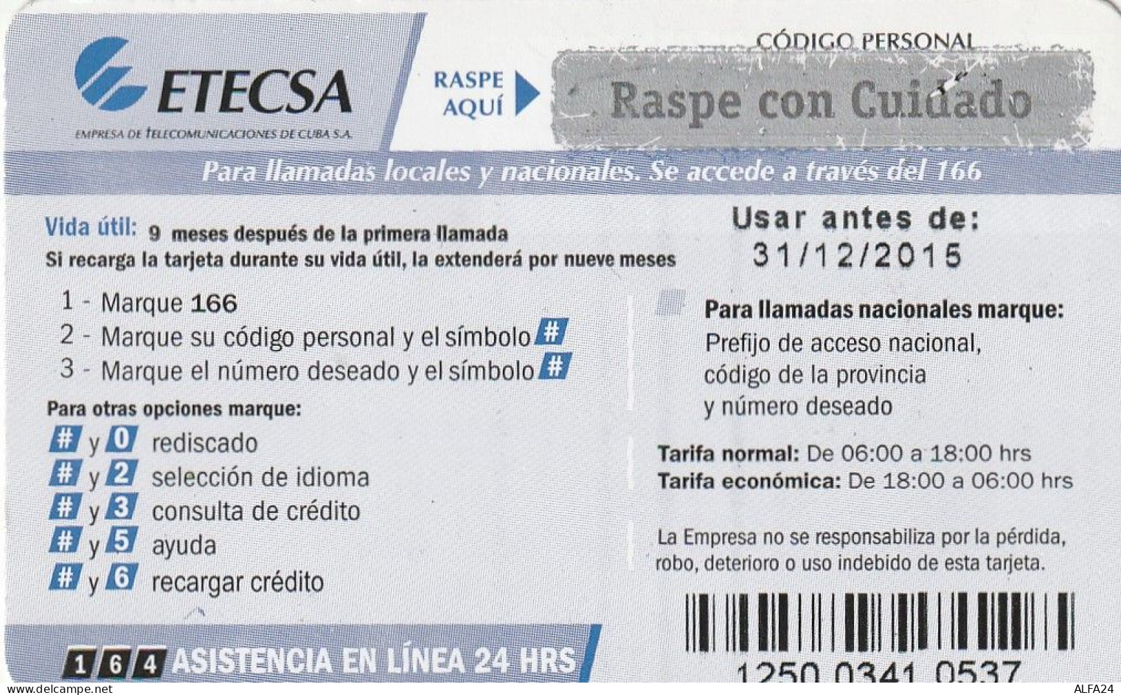 PREPAID PHONE CARD CUBA  (CV3304 - Cuba