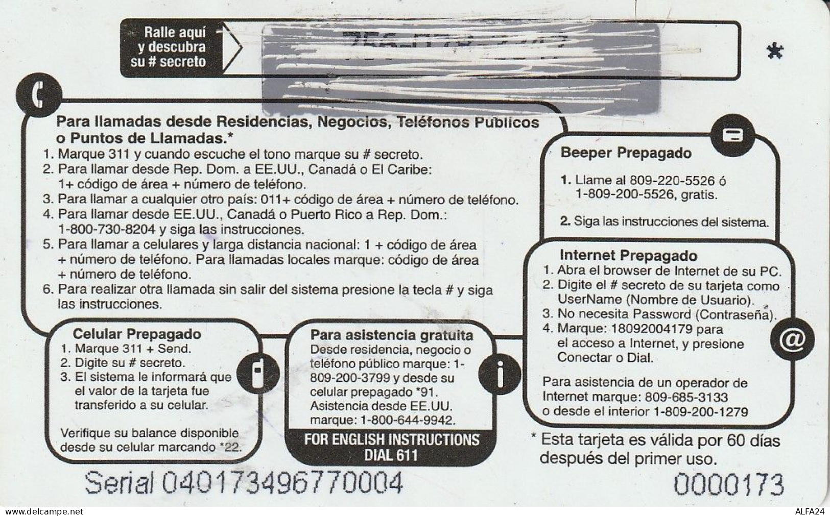 PREPAID PHONE CARD REPUBBLICA DOMINICANA  (CV3289 - Dominik. Republik