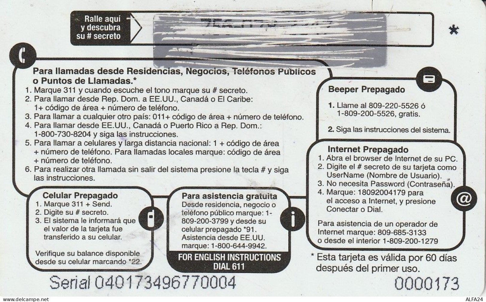 PREPAID PHONE CARD REPUBBLICA DOMINICANA  (CV3289 - Dominicaanse Republiek