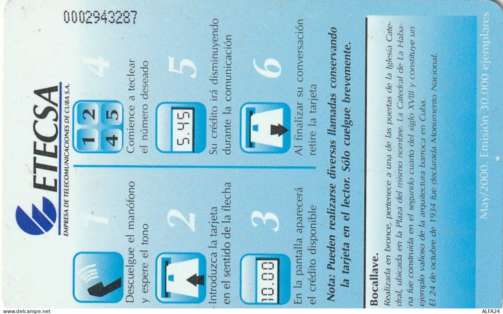 PHONE CARD CUBA  (CV5422 - Cuba