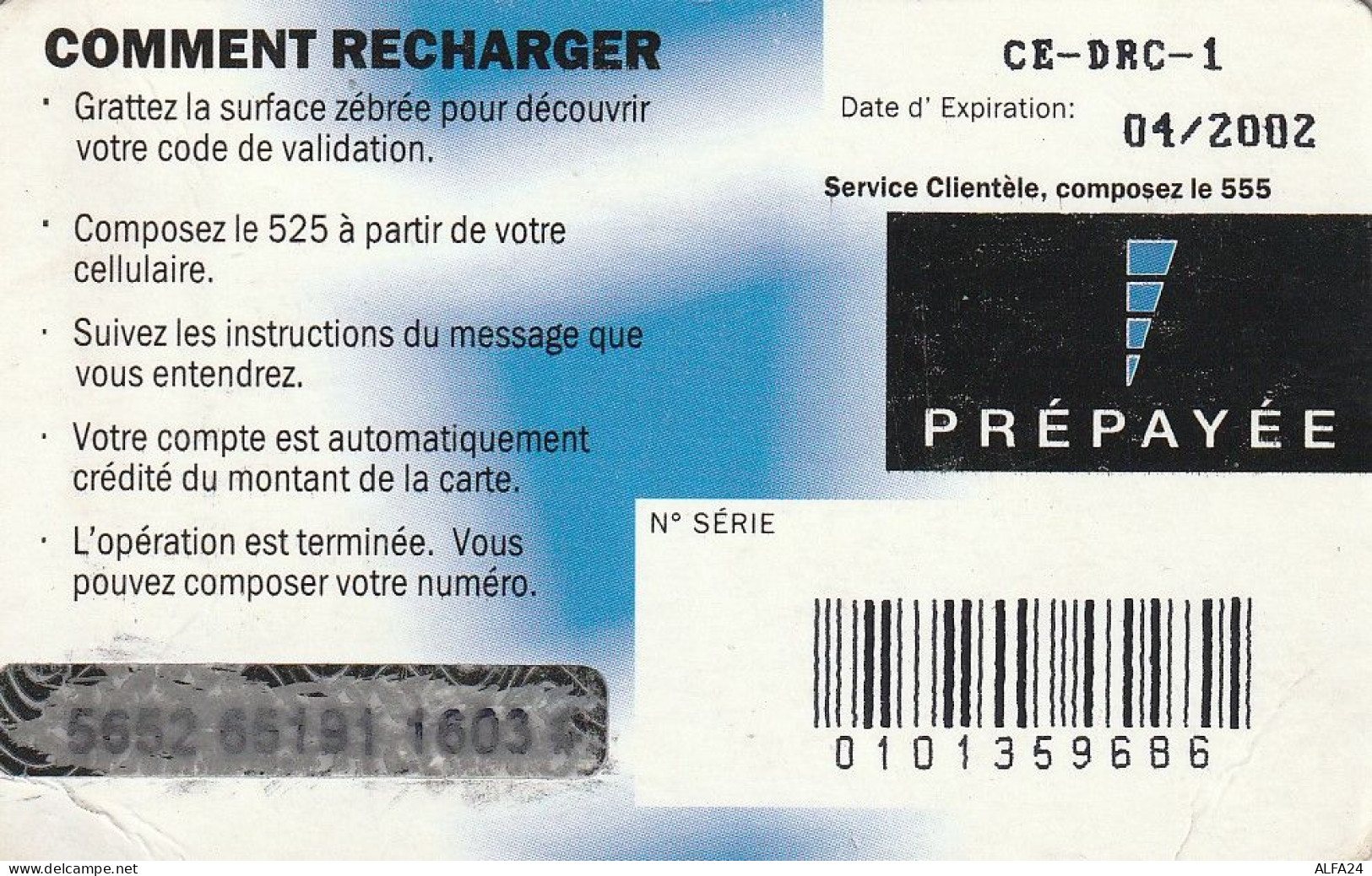 PREPAID PHONE CARD REP DEMOCATRICA CONGO  (CV5299 - Kongo