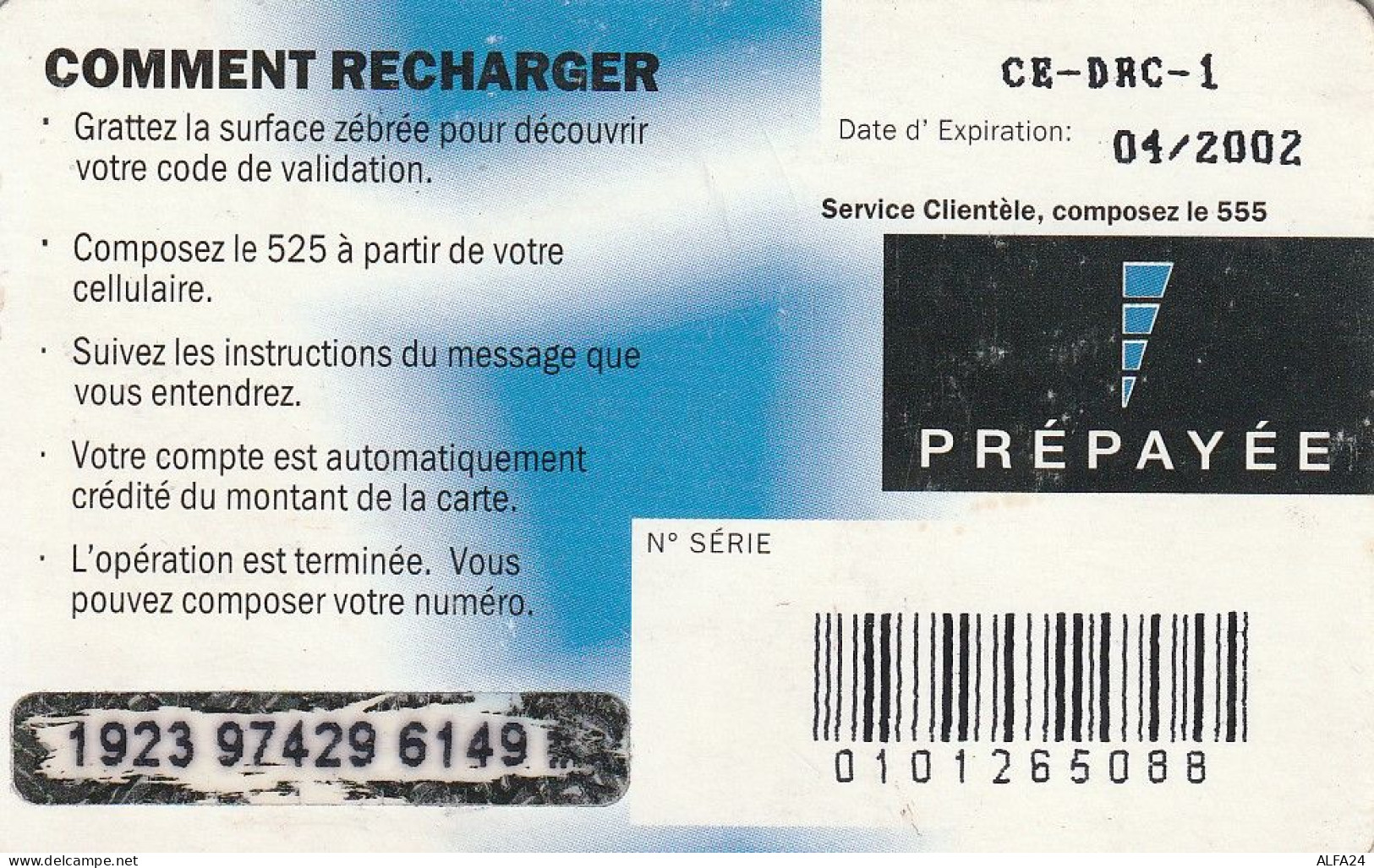 PREPAID PHONE CARD REP DEMOCATRICA CONGO  (CV5297 - Kongo