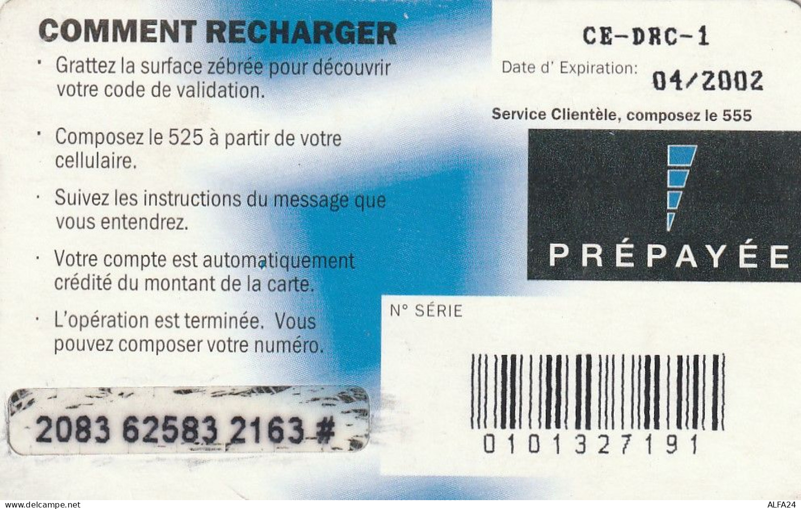 PREPAID PHONE CARD REP DEMOCATRICA CONGO  (CV5302 - Congo