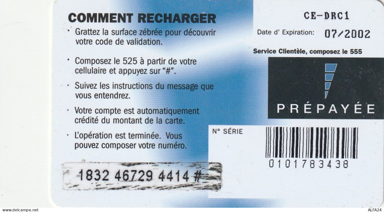 PREPAID PHONE CARD REP DEMOCATRICA CONGO  (CV5294 - Kongo