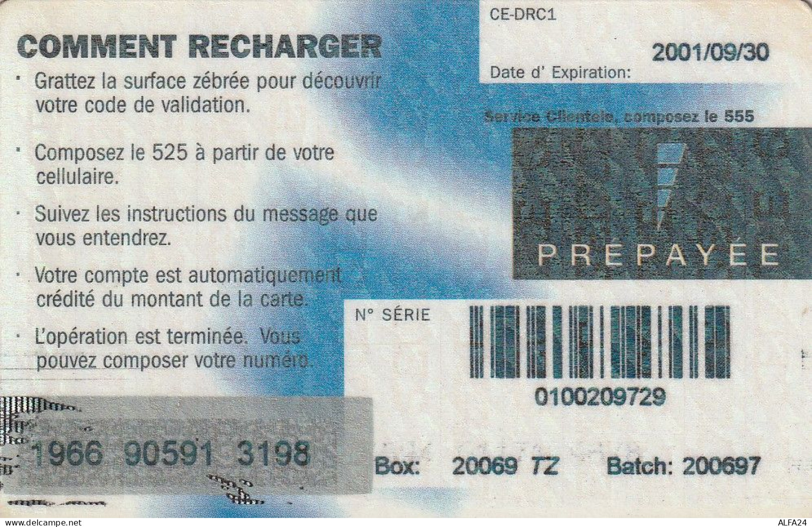 PREPAID PHONE CARD REP DEMOCATRICA CONGO  (CV5291 - Congo