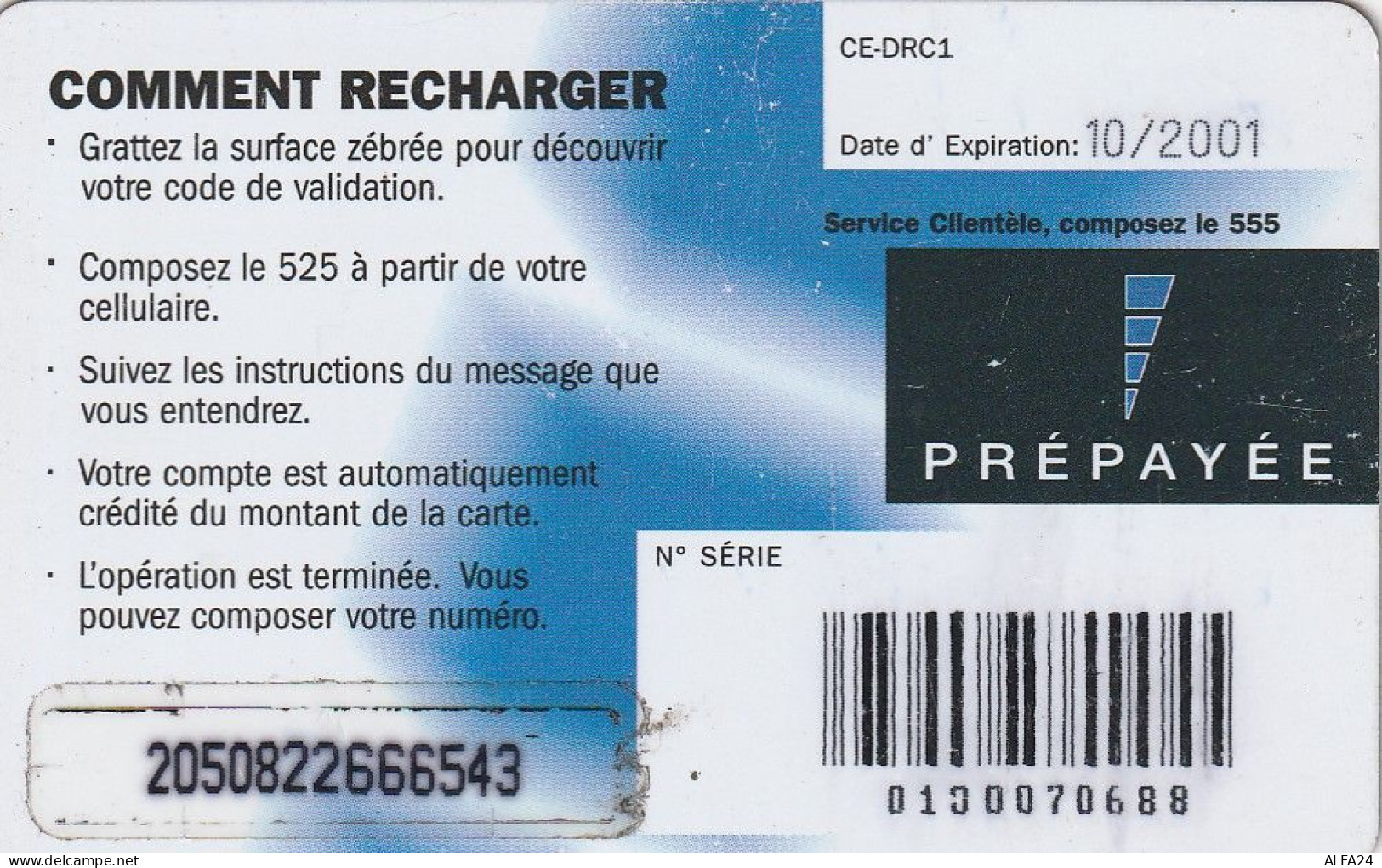 PREPAID PHONE CARD REP DEMOCATRICA CONGO  (CV5285 - Kongo