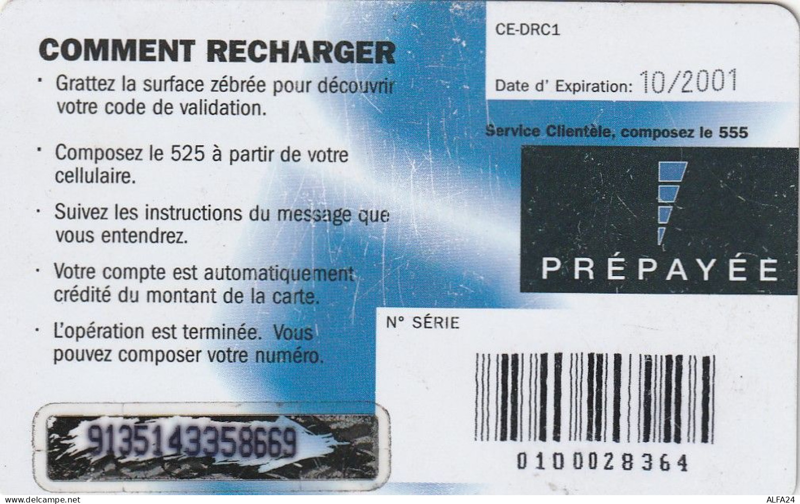 PREPAID PHONE CARD REP DEMOCATRICA CONGO  (CV5286 - Congo