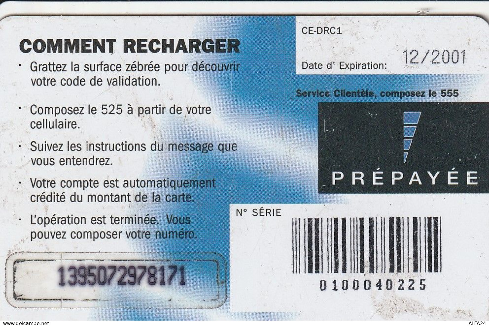 PREPAID PHONE CARD REP DEMOCATRICA CONGO  (CV5281 - Congo