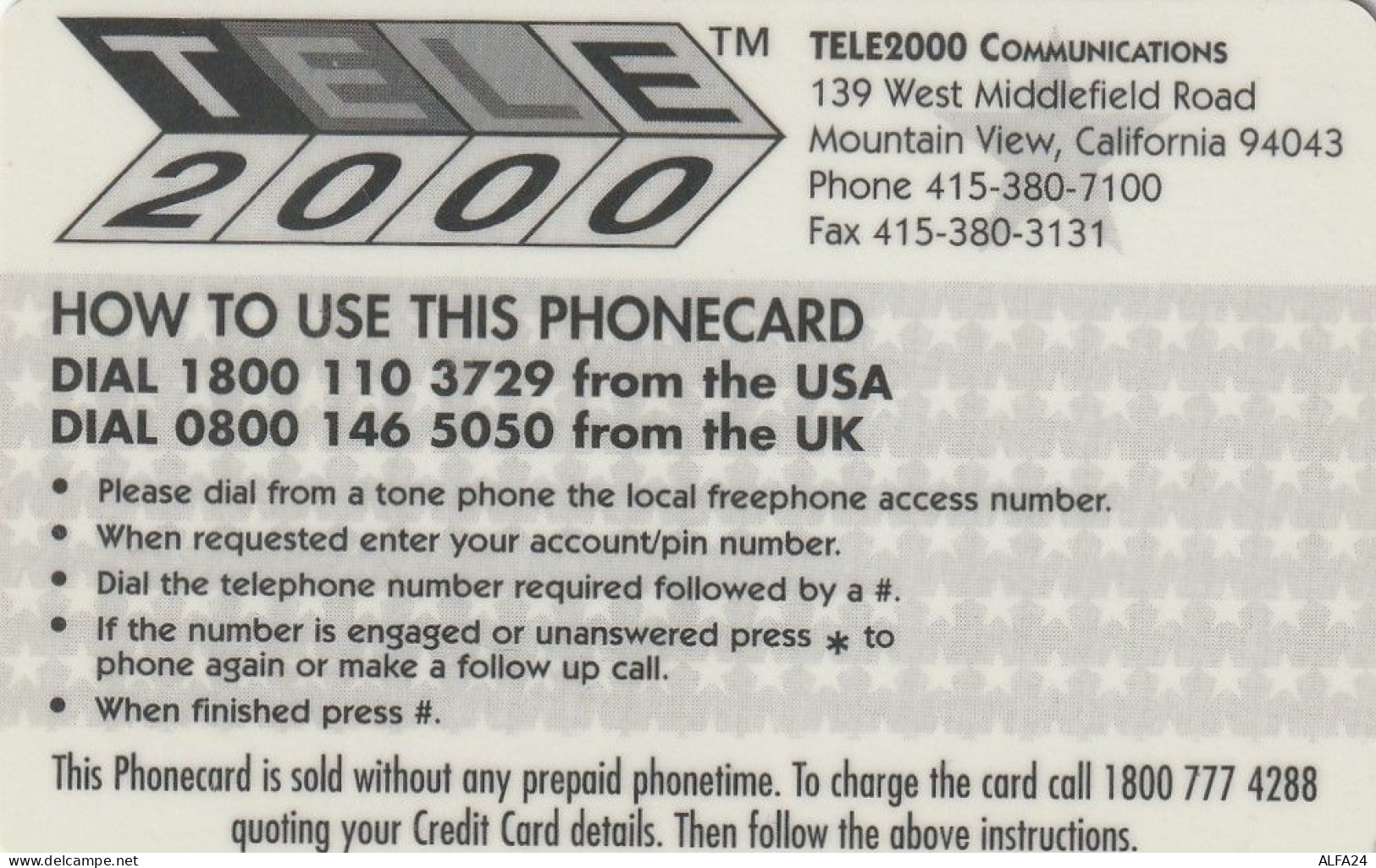 PREPAID PHONE CARD STATI UNITI XFILES (CV5156 - Cine