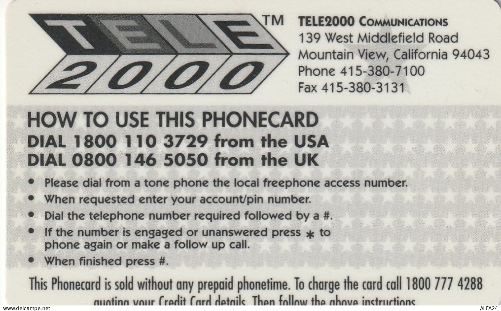 PREPAID PHONE CARD STATI UNITI FERRARI (CV5146 - Autos