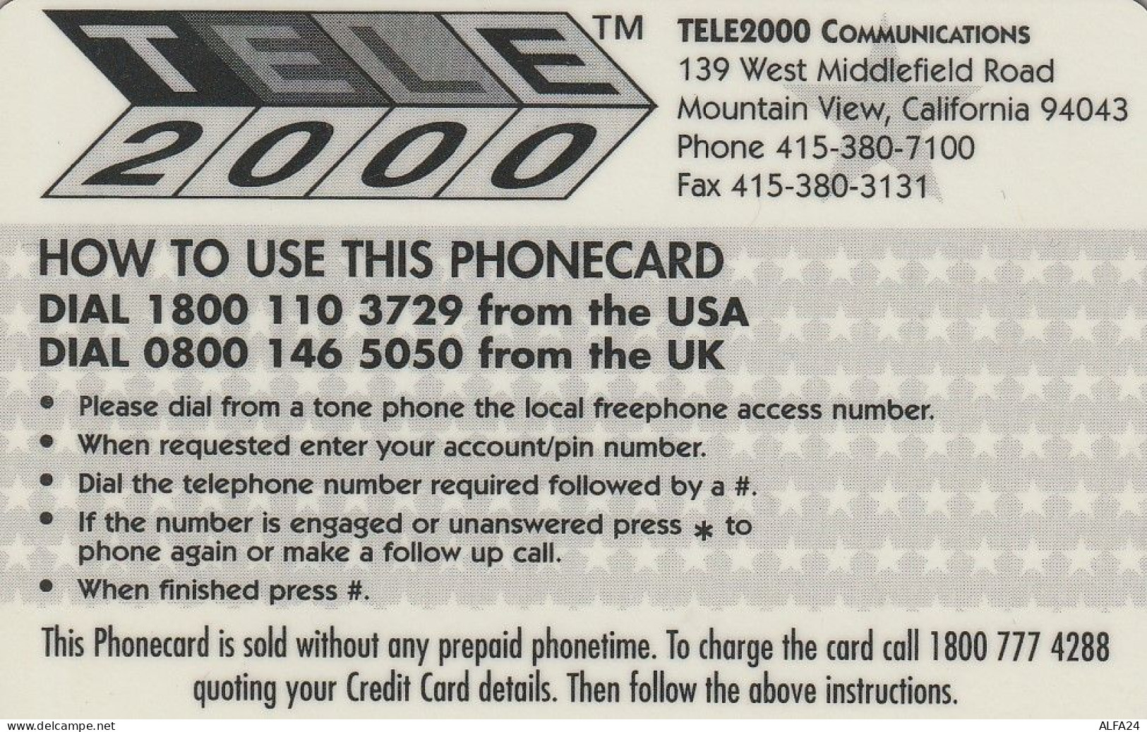 PREPAID PHONE CARD STATI UNITI LADY DIANA (CV5125 - Personnages