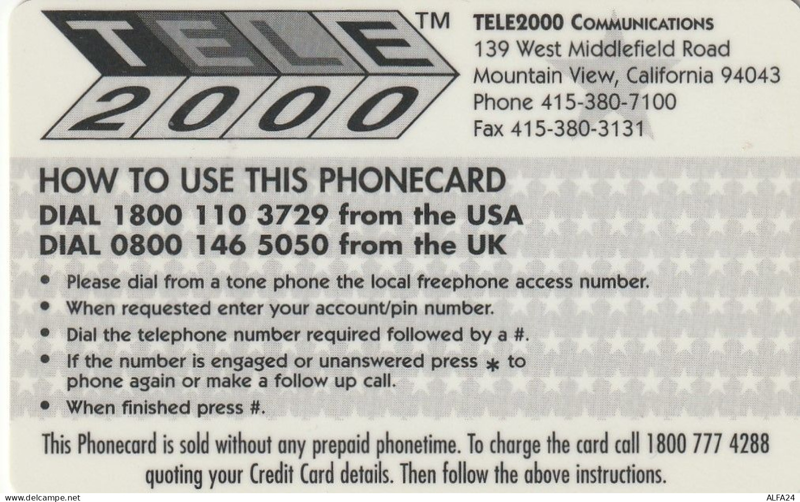 PREPAID PHONE CARD STATI UNITI LADY DIANA (CV5124 - Characters