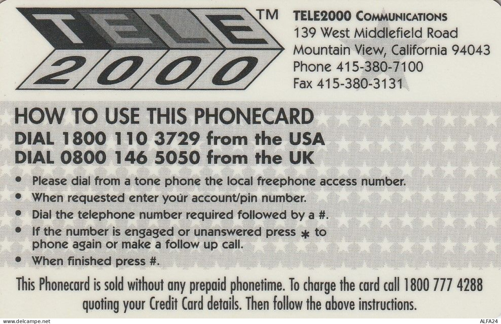 PREPAID PHONE CARD STATI UNITI LADY DIANA (CV5115 - Characters