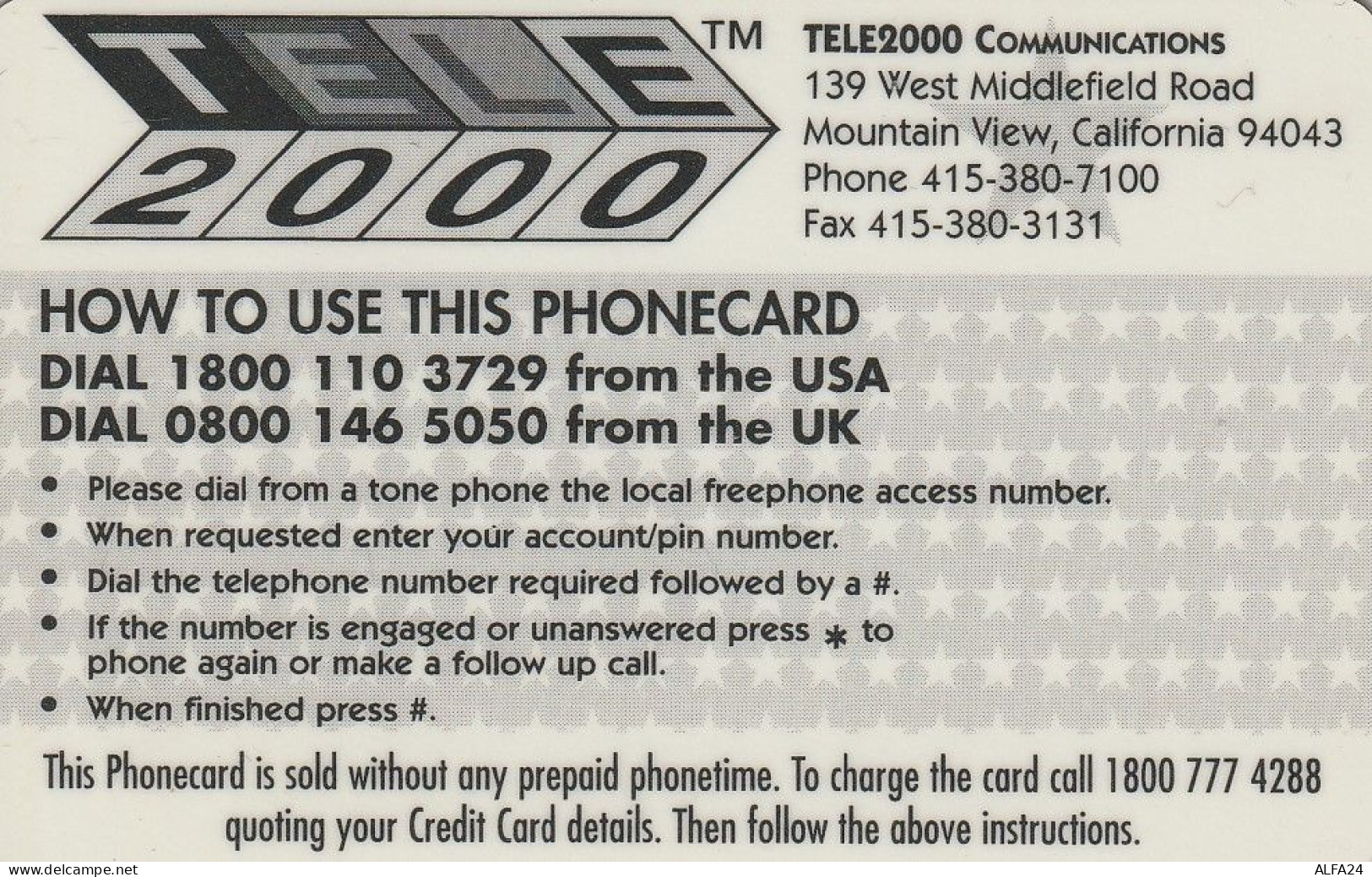 PREPAID PHONE CARD STATI UNITI LADY DIANA (CV5119 - Characters