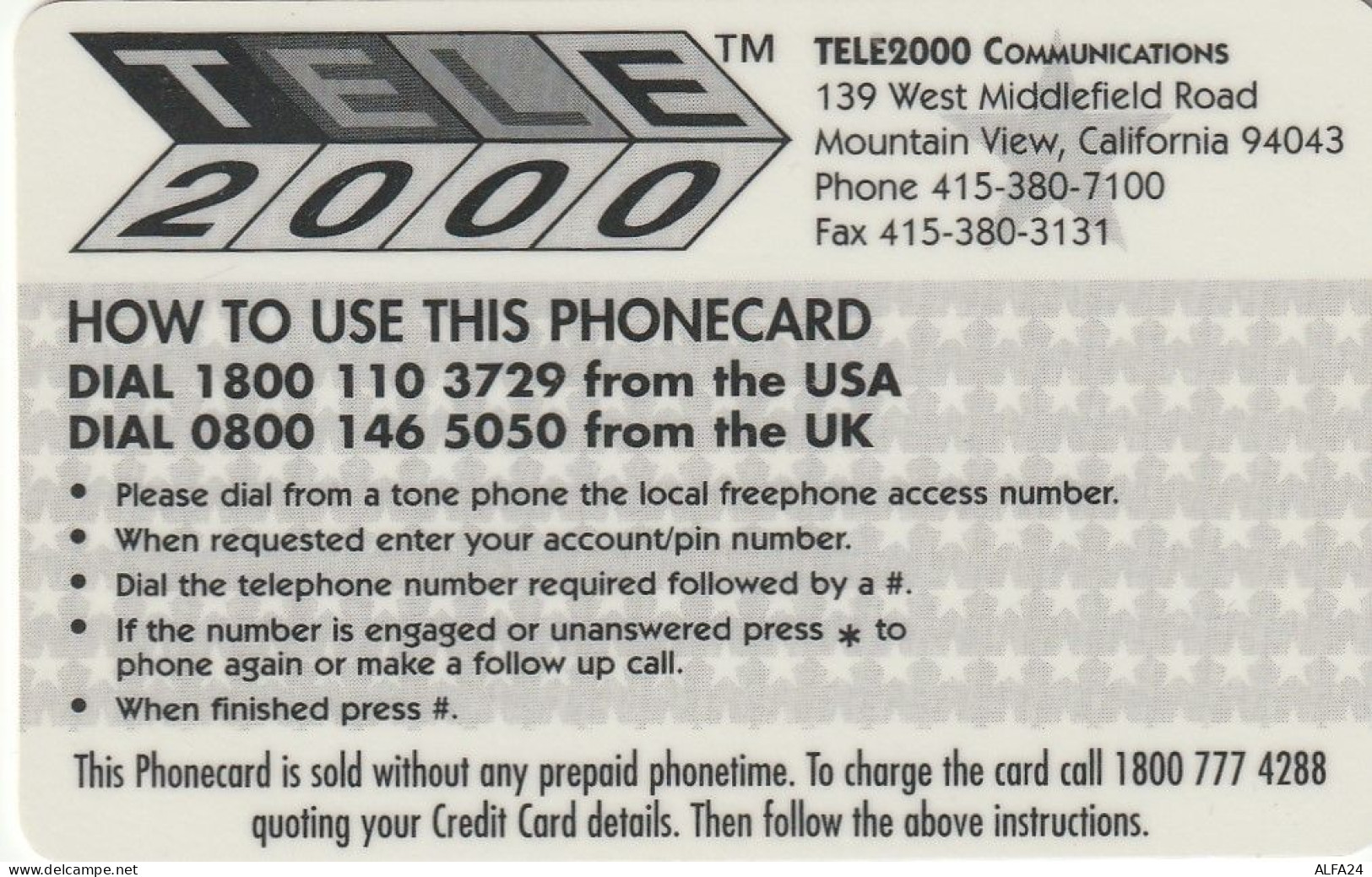 PREPAID PHONE CARD STATI UNITI LADY DIANA (CV5102 - Personnages