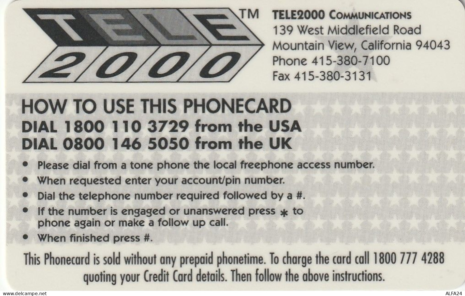 PREPAID PHONE CARD STATI UNITI LADY DIANA (CV5104 - Characters