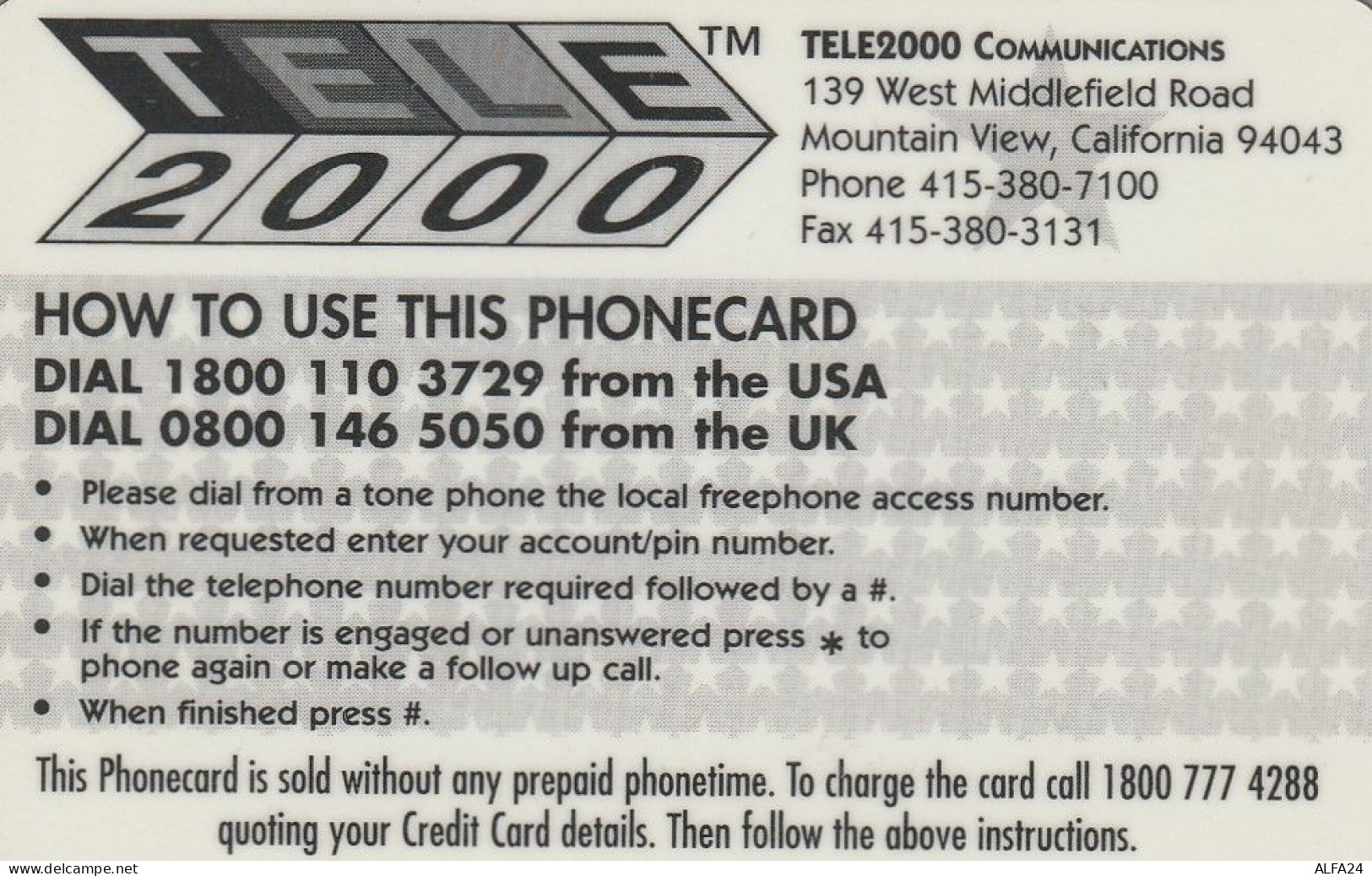 PREPAID PHONE CARD STATI UNITI LADY DIANA (CV5101 - Personnages