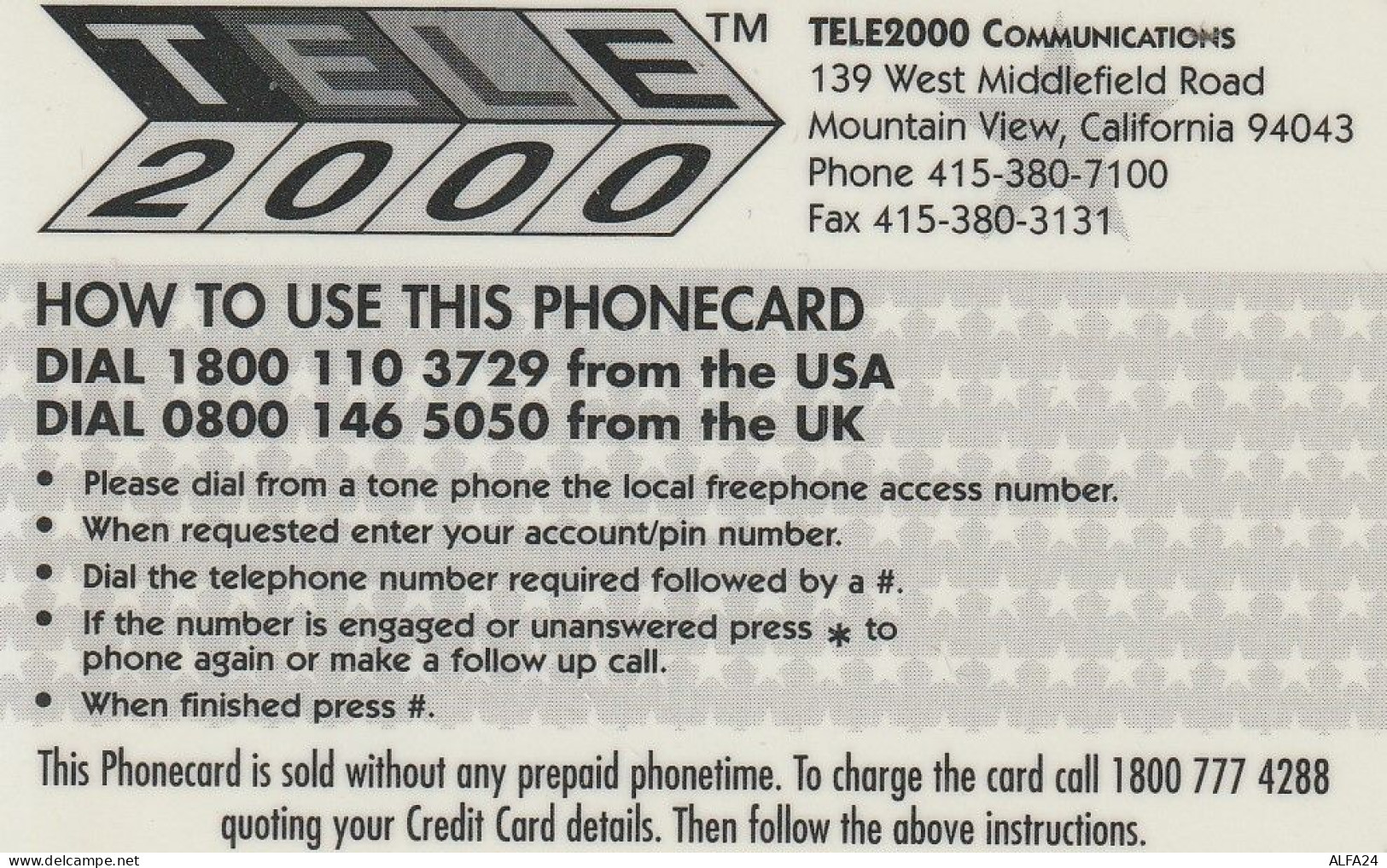 PREPAID PHONE CARD STATI UNITI LADY DIANA (CV5105 - Characters